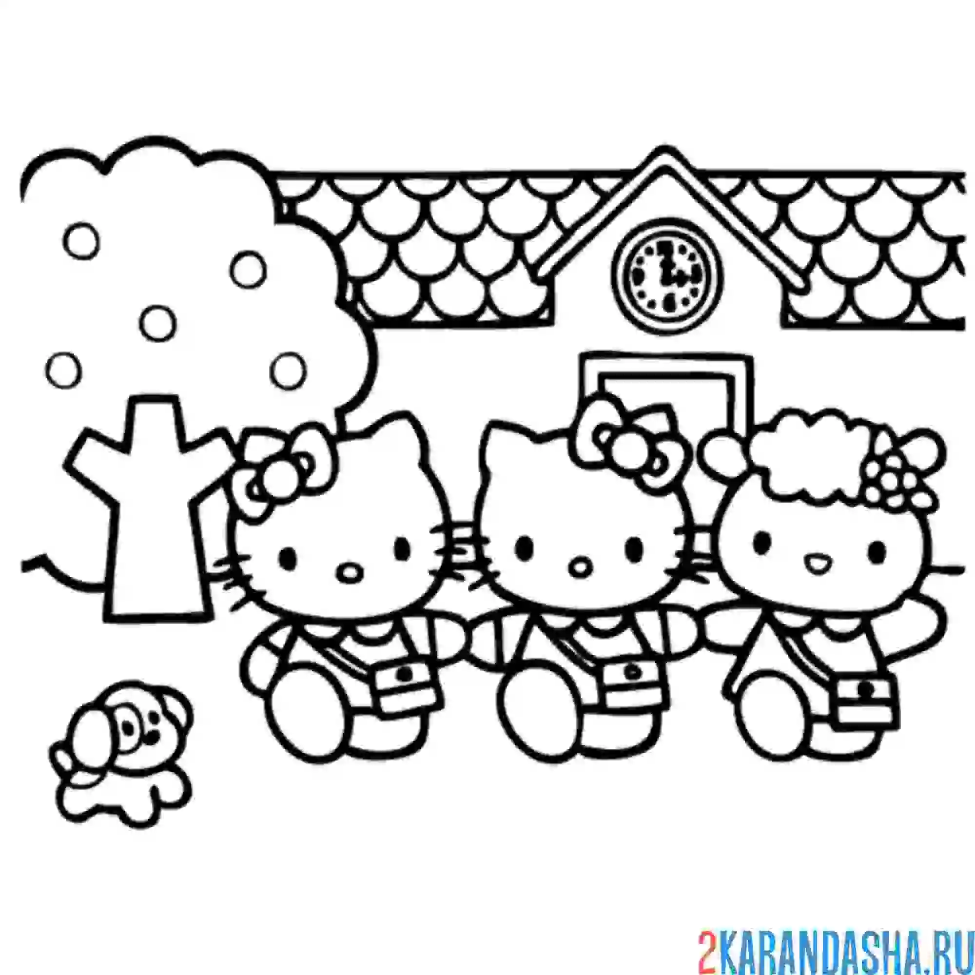 Раскраска друзья хелло китти гуляют