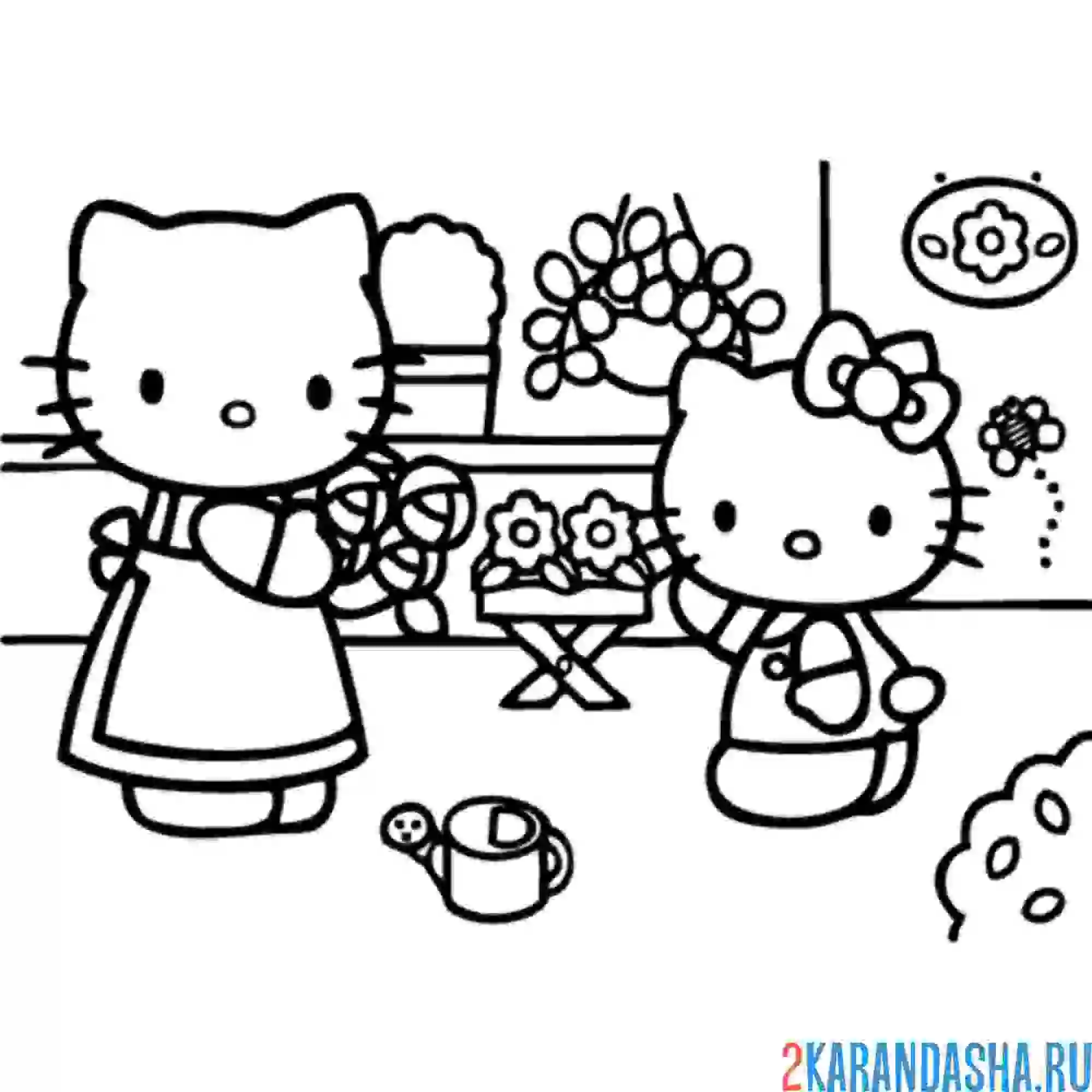 Раскраска мама мэри хелло китти