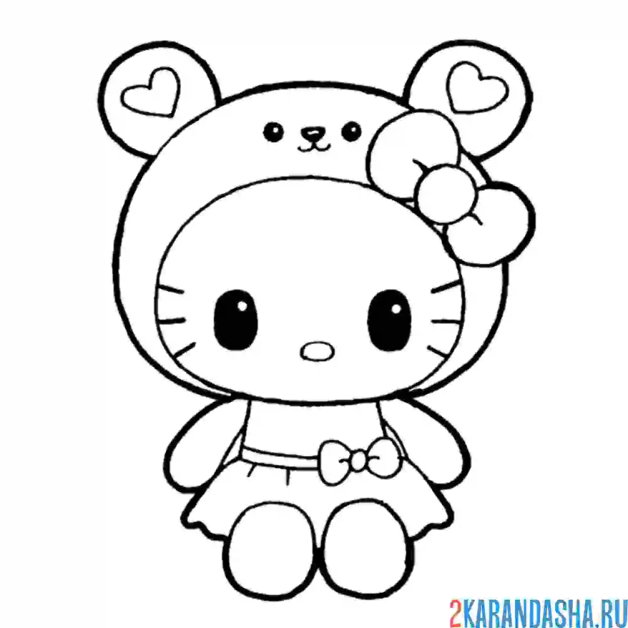 Раскраска хелло китти в милом костюме