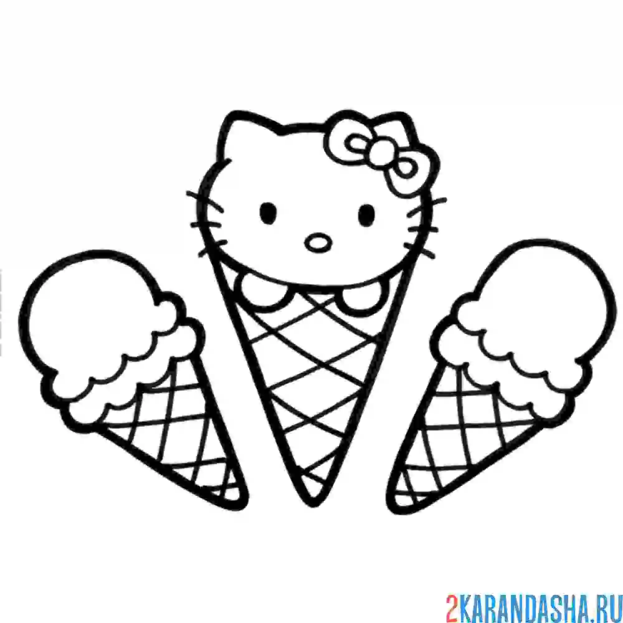 Раскраска хелло китти мороженое