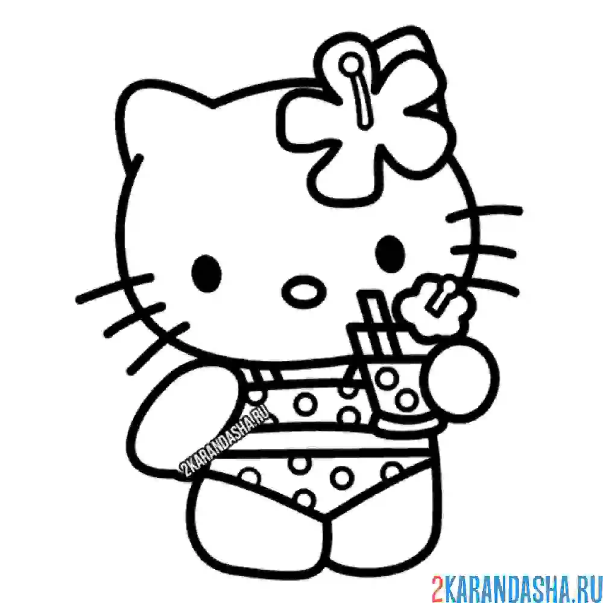 Раскраска хелло китти в купальнике