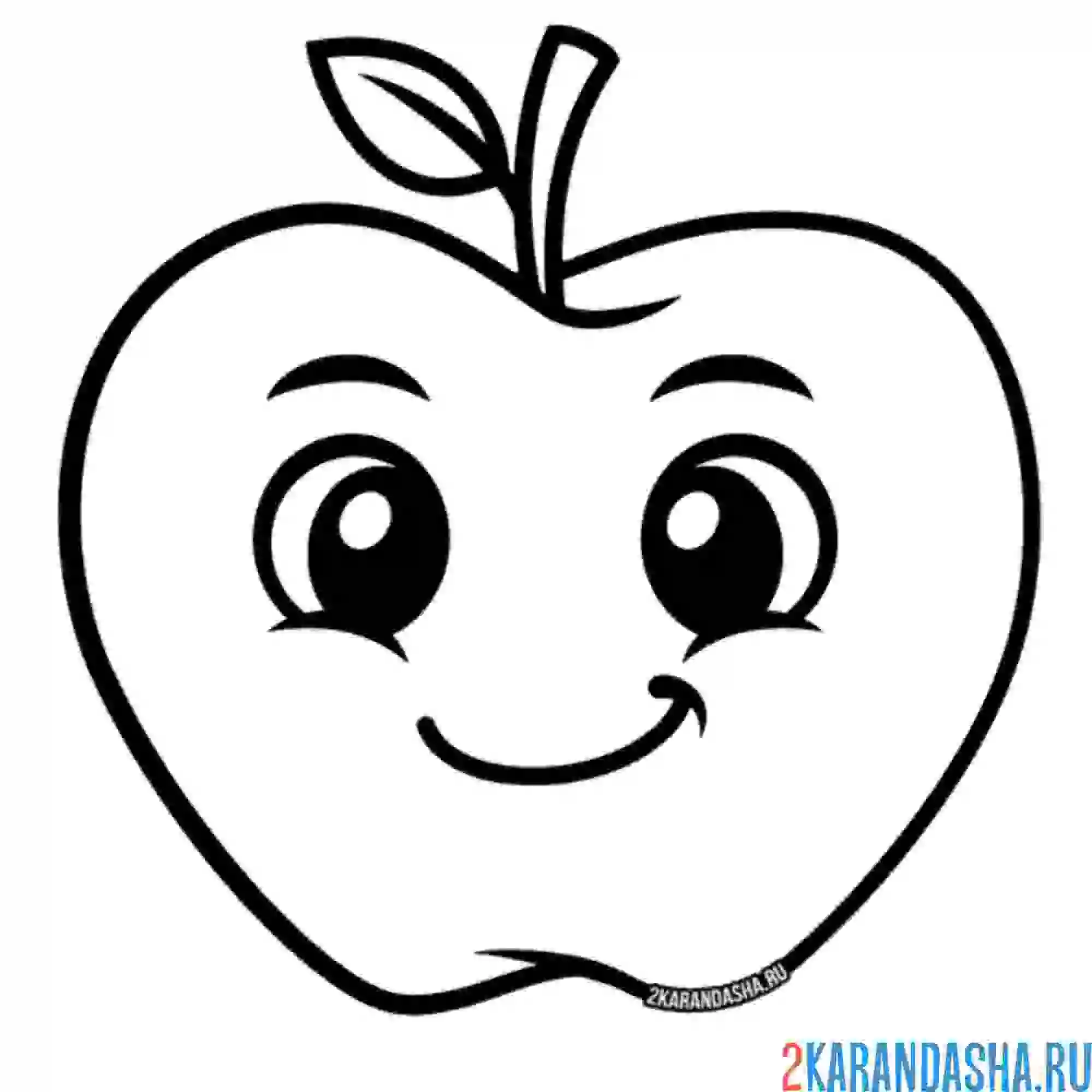 Раскраска яблоко с глазками