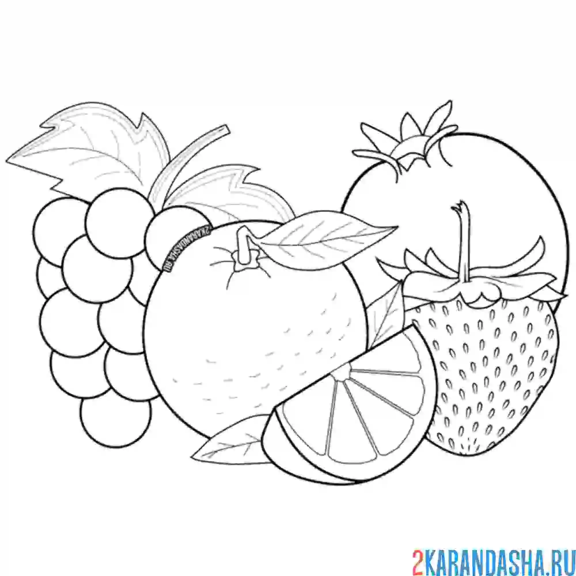 Раскраска фрукты на столе