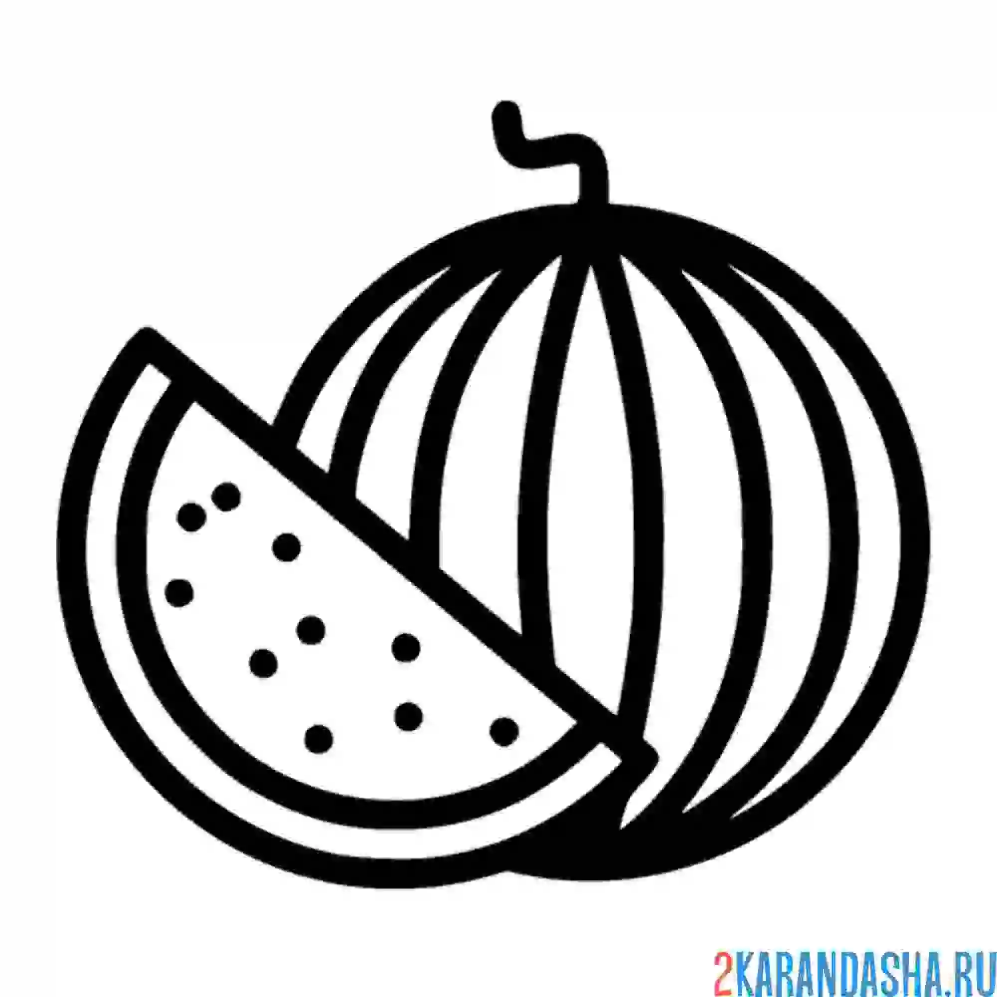 Раскраска арбуз с маленький кусочек