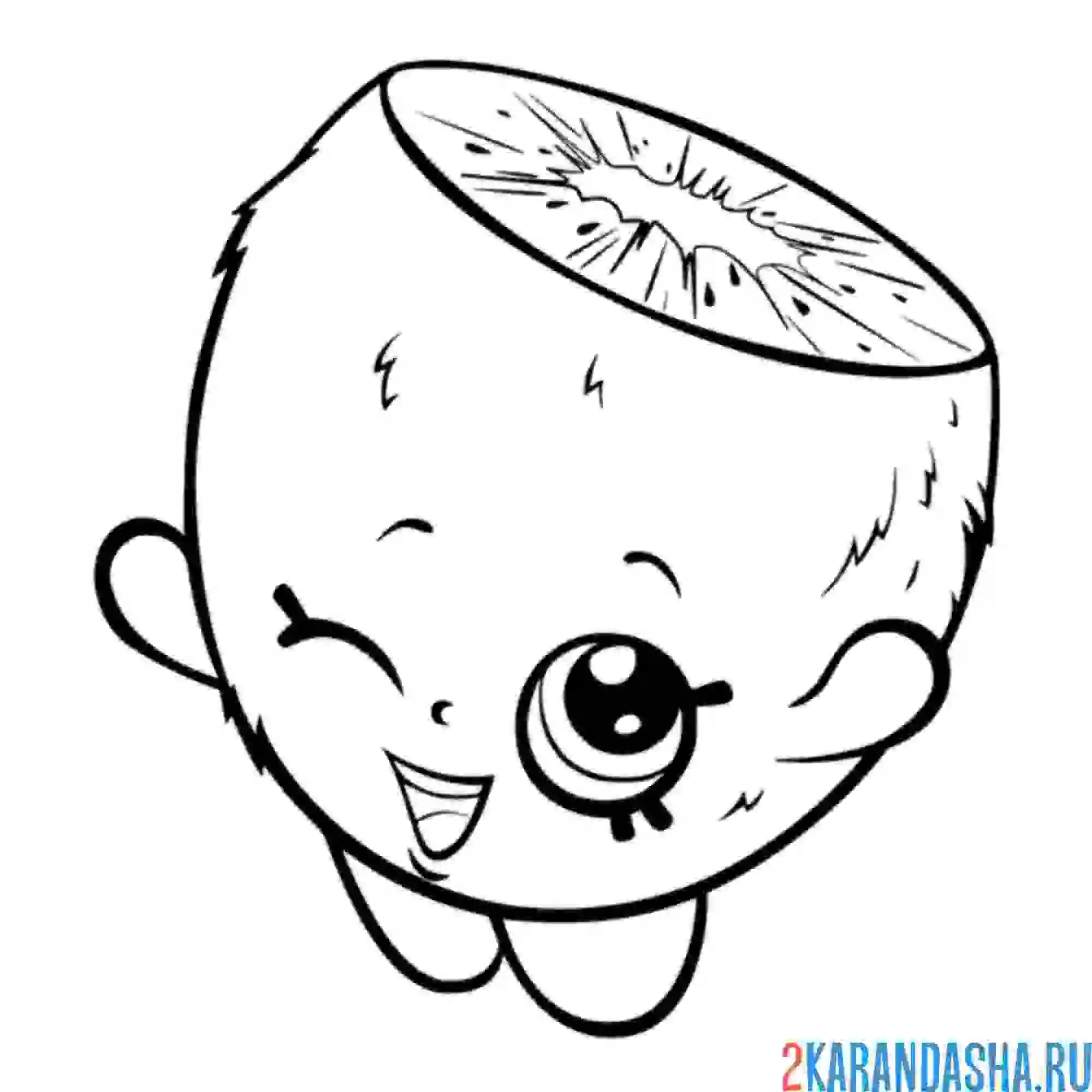 Раскраска киви с глазками shopkins