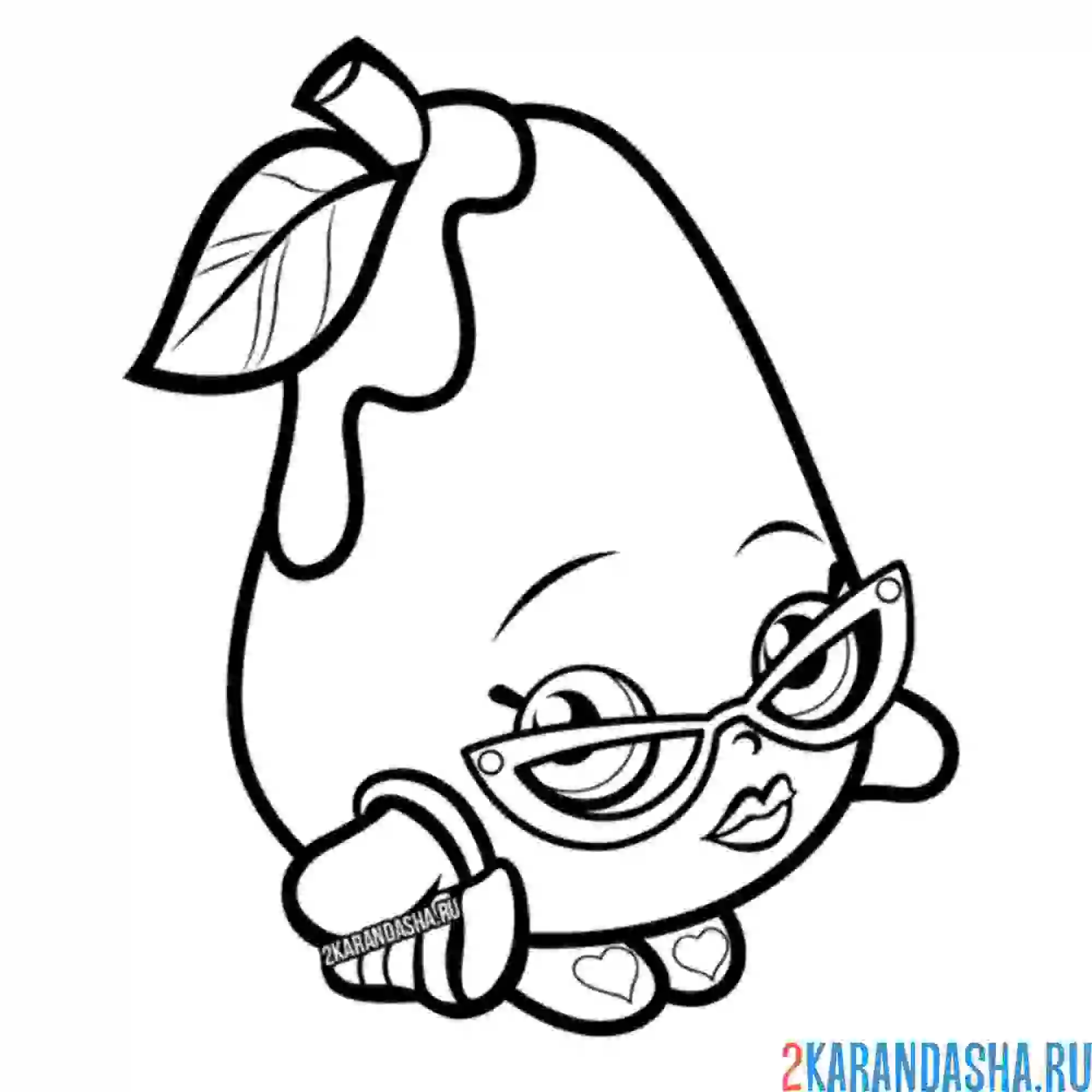 Раскраска груша с глазками шопкинс