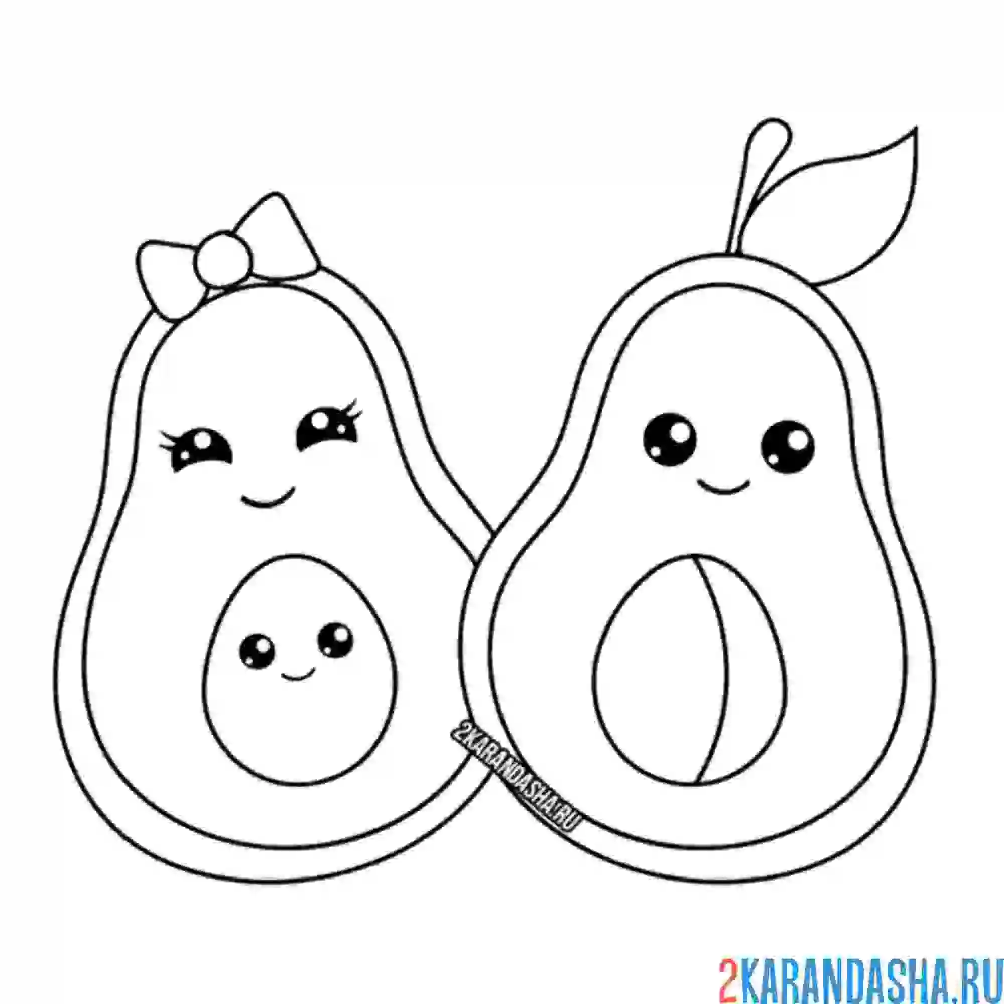 Раскраска авокадо с глазками