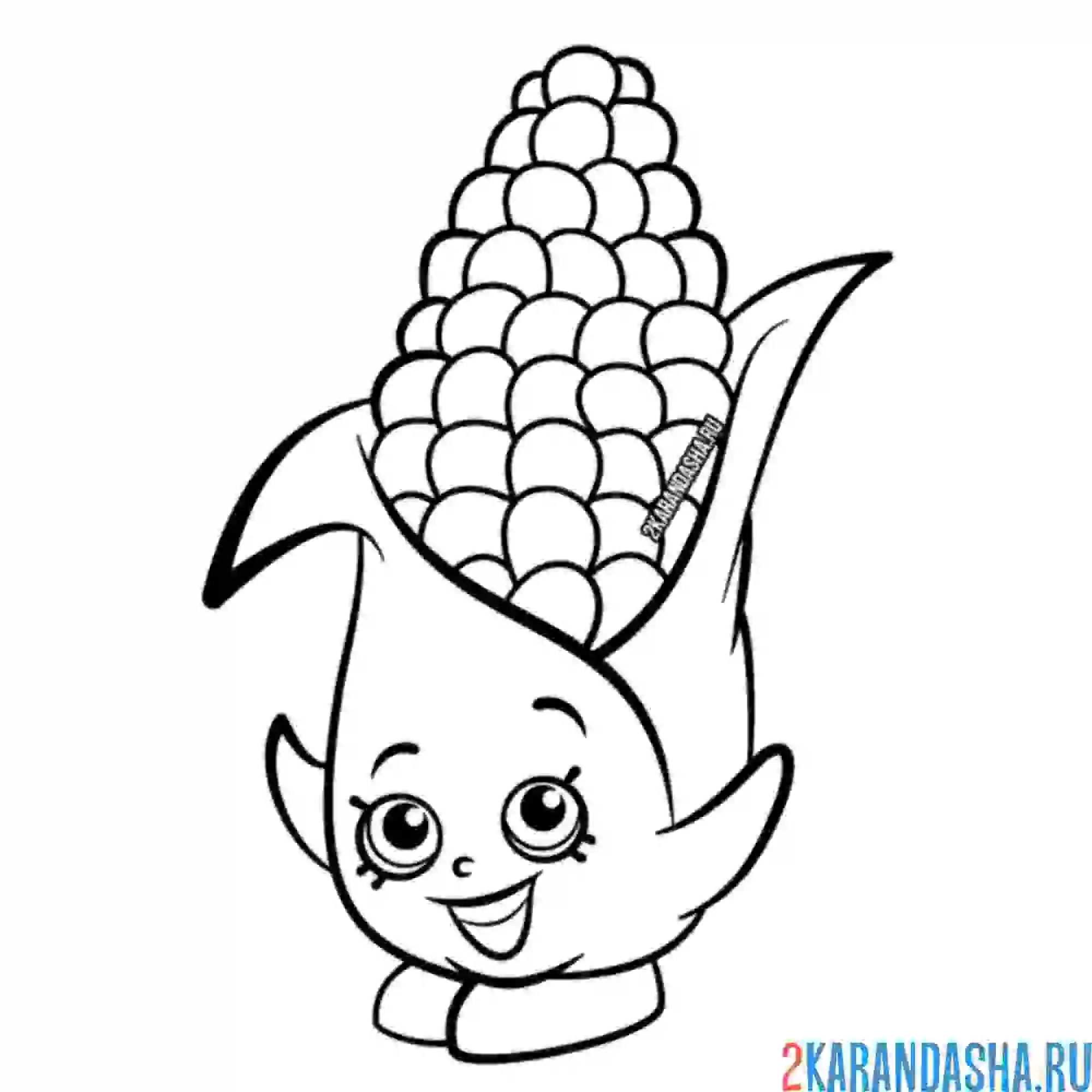 Раскраска шопкинс кукуруза с глазками милая