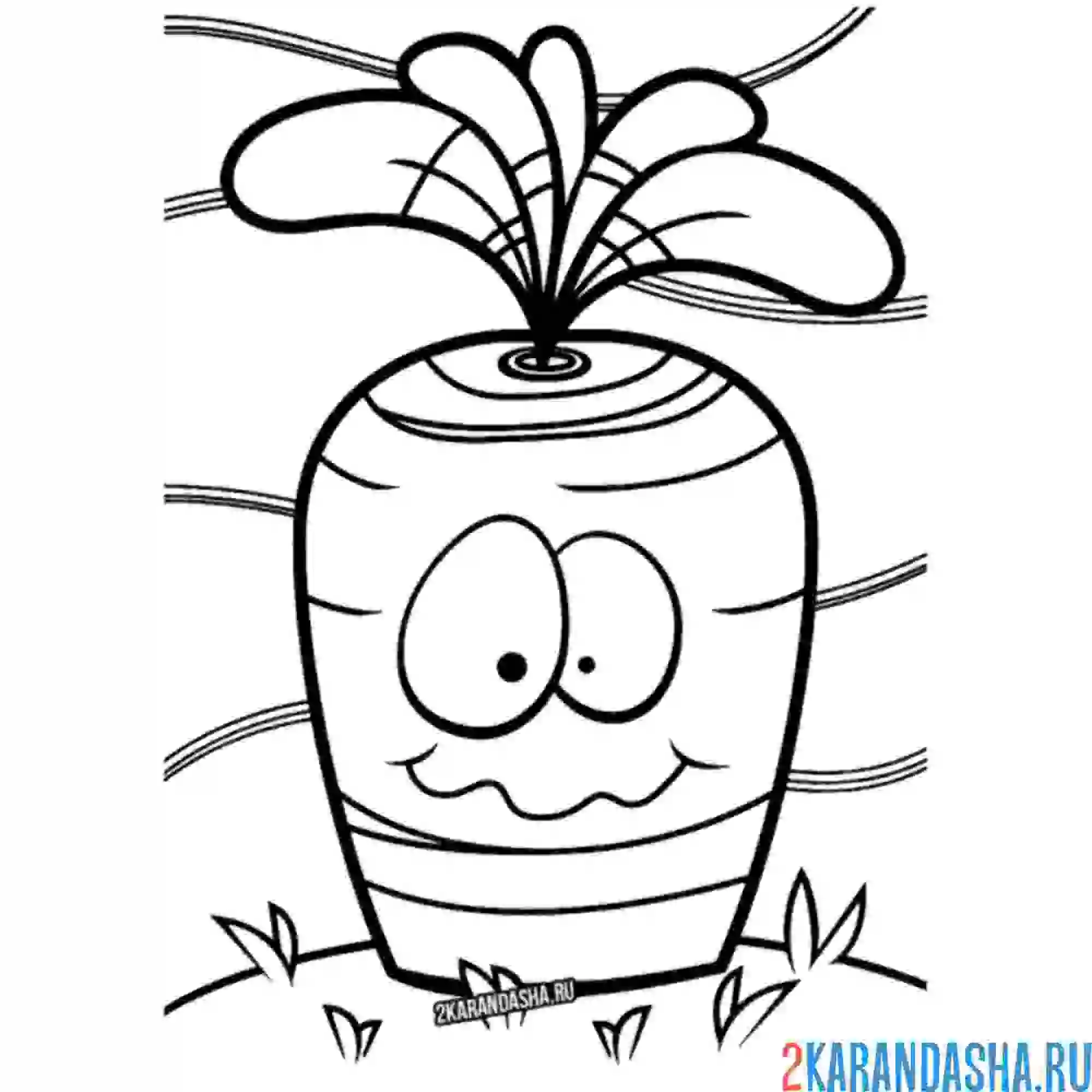 Раскраска забавная морковь