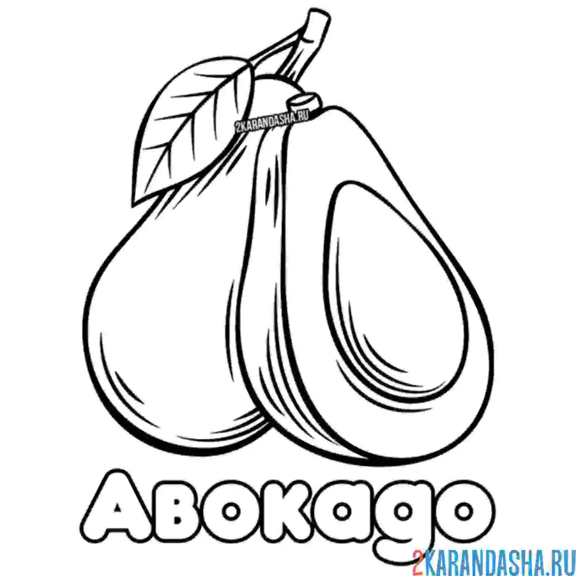 Раскраска авокадо с надписью
