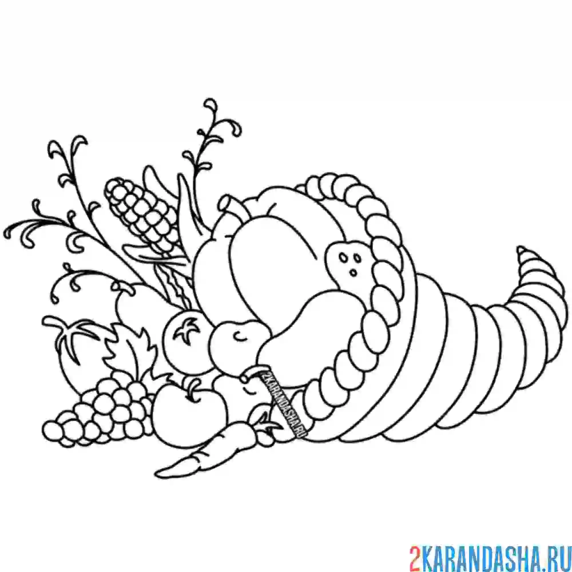 Раскраска рог изобилия овощи