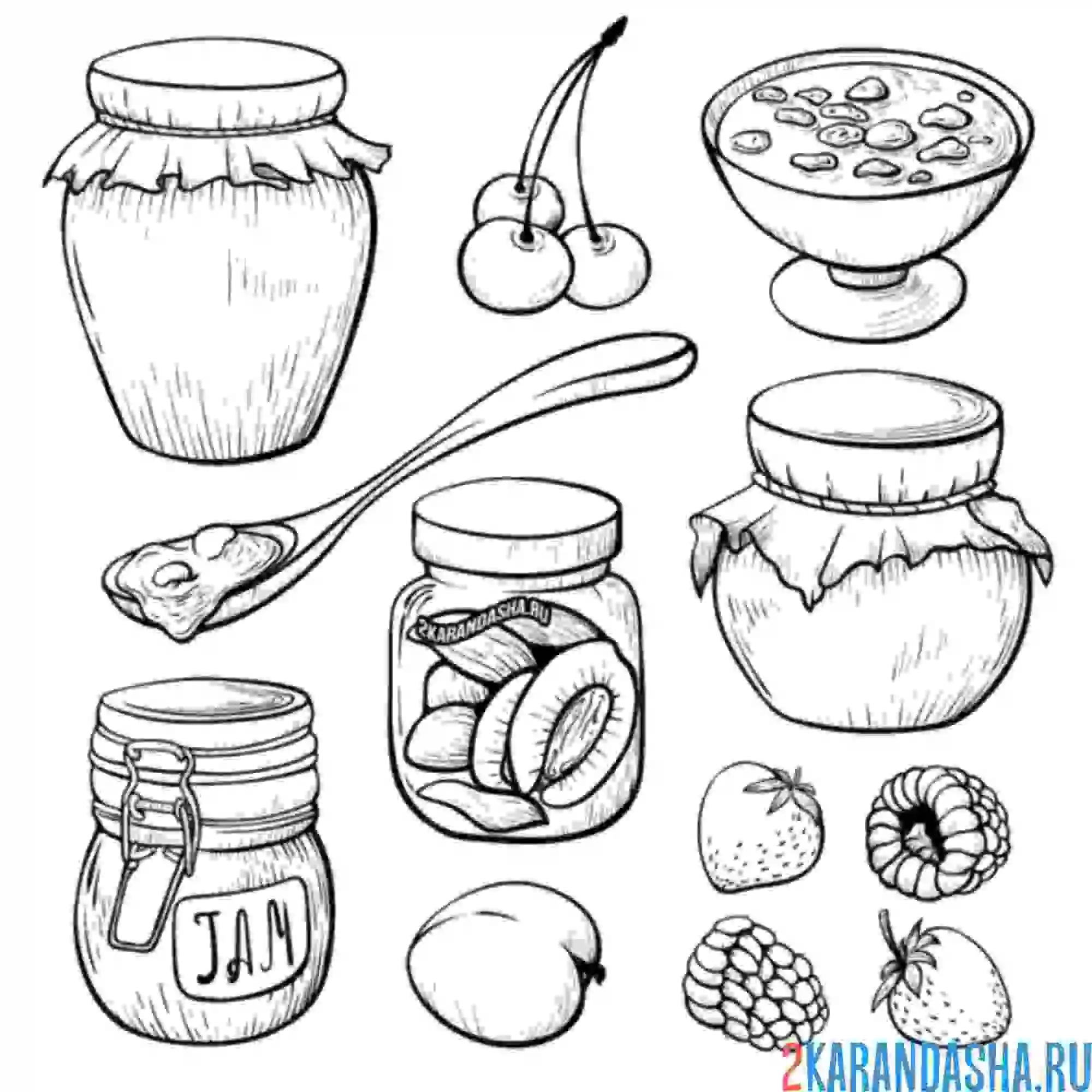 Раскраска еда из ягод