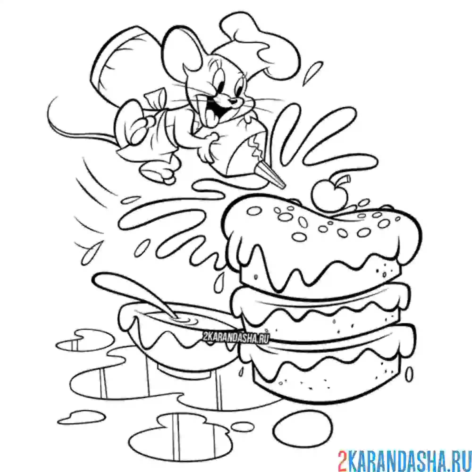 Раскраска джерри готовит гамбургер