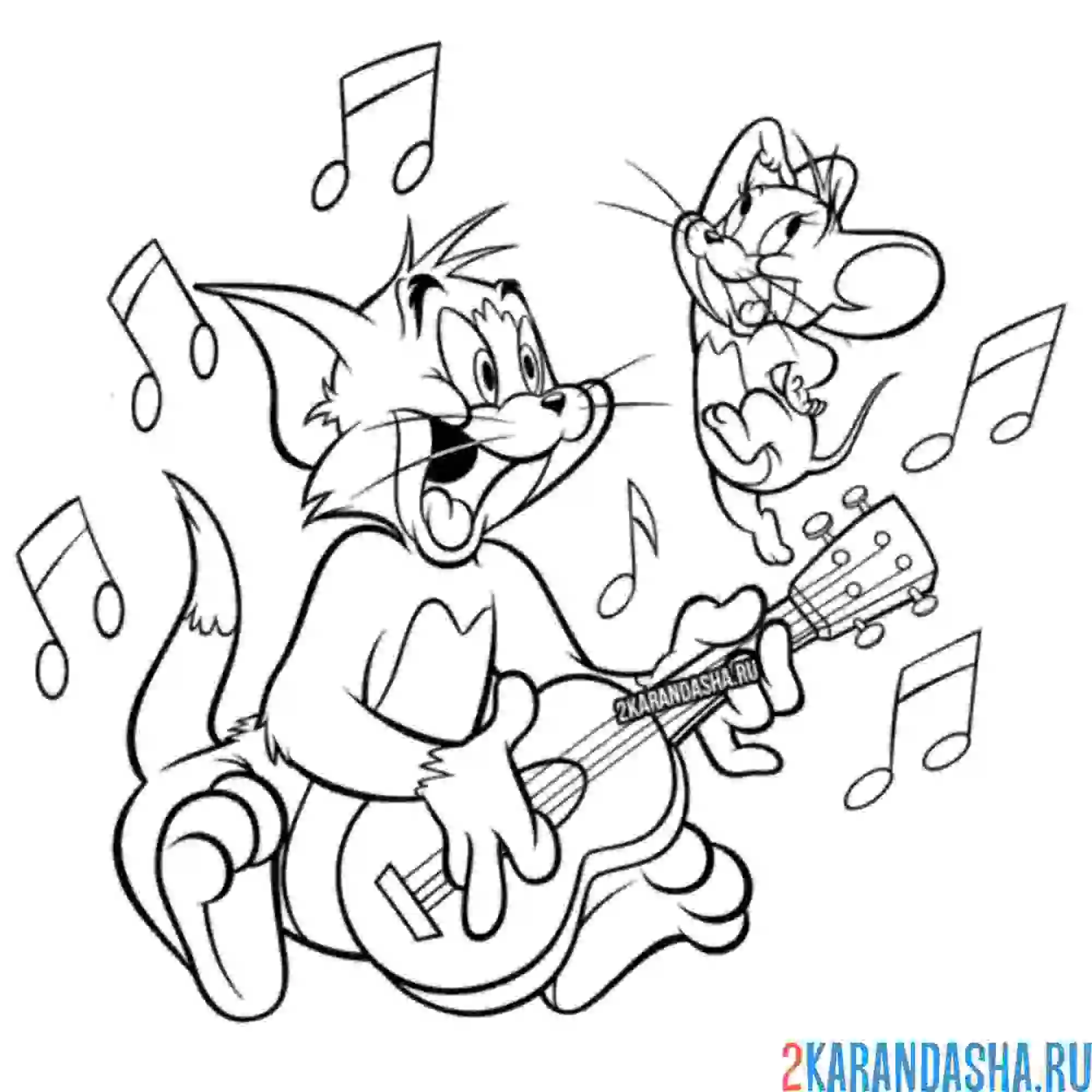 Раскраска том играет на гитаре