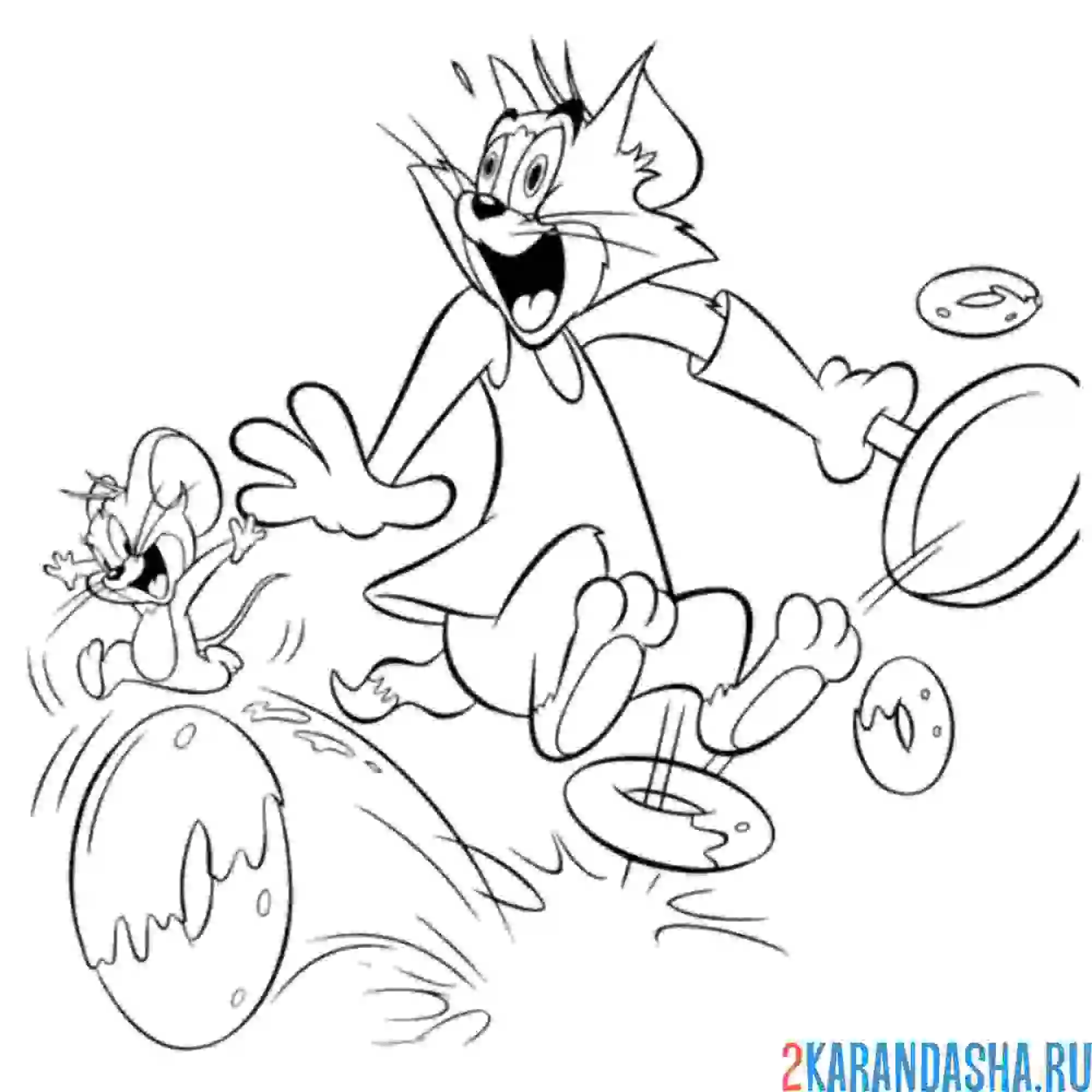 Раскраска том обжёгся едой