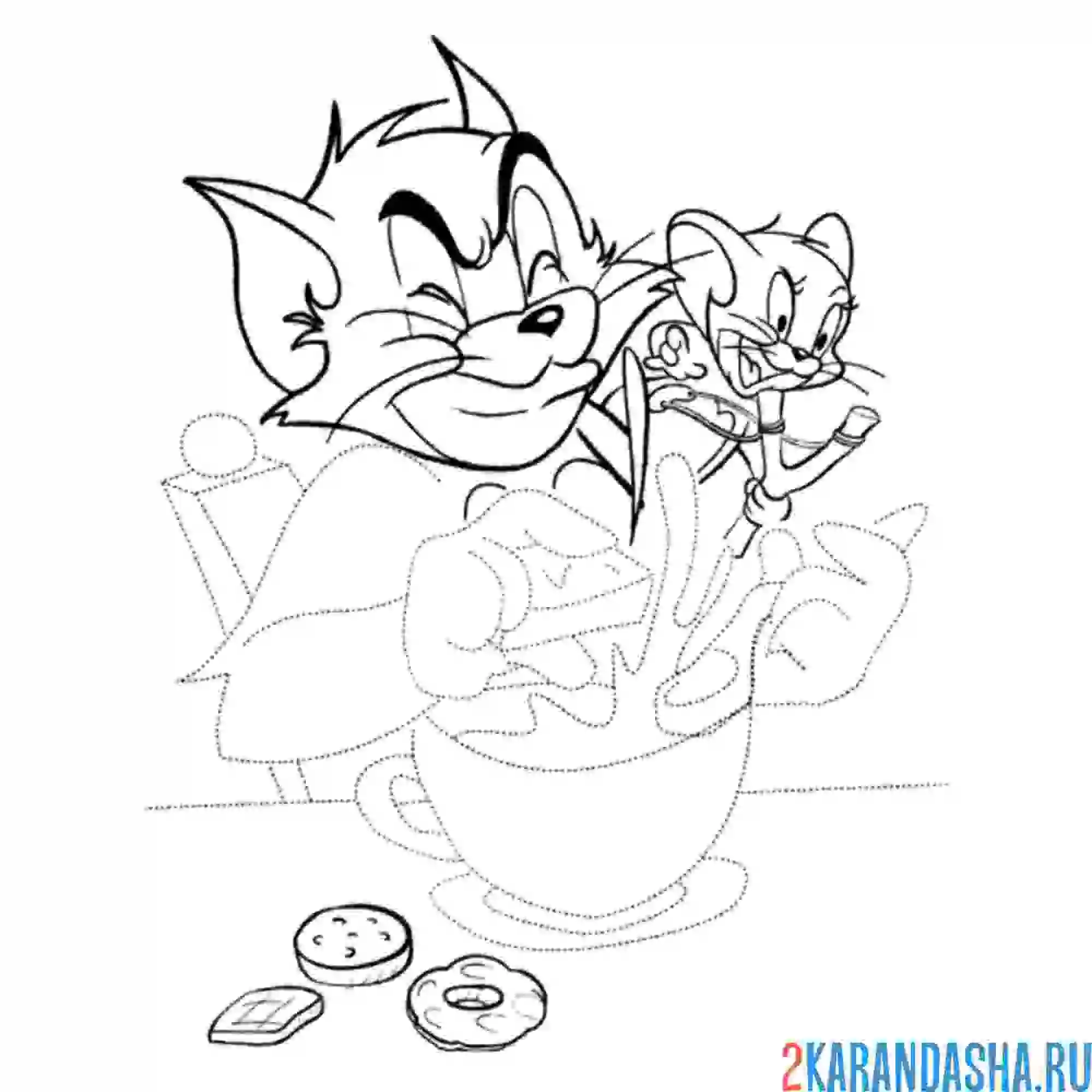 Раскраска том и джерри балуются