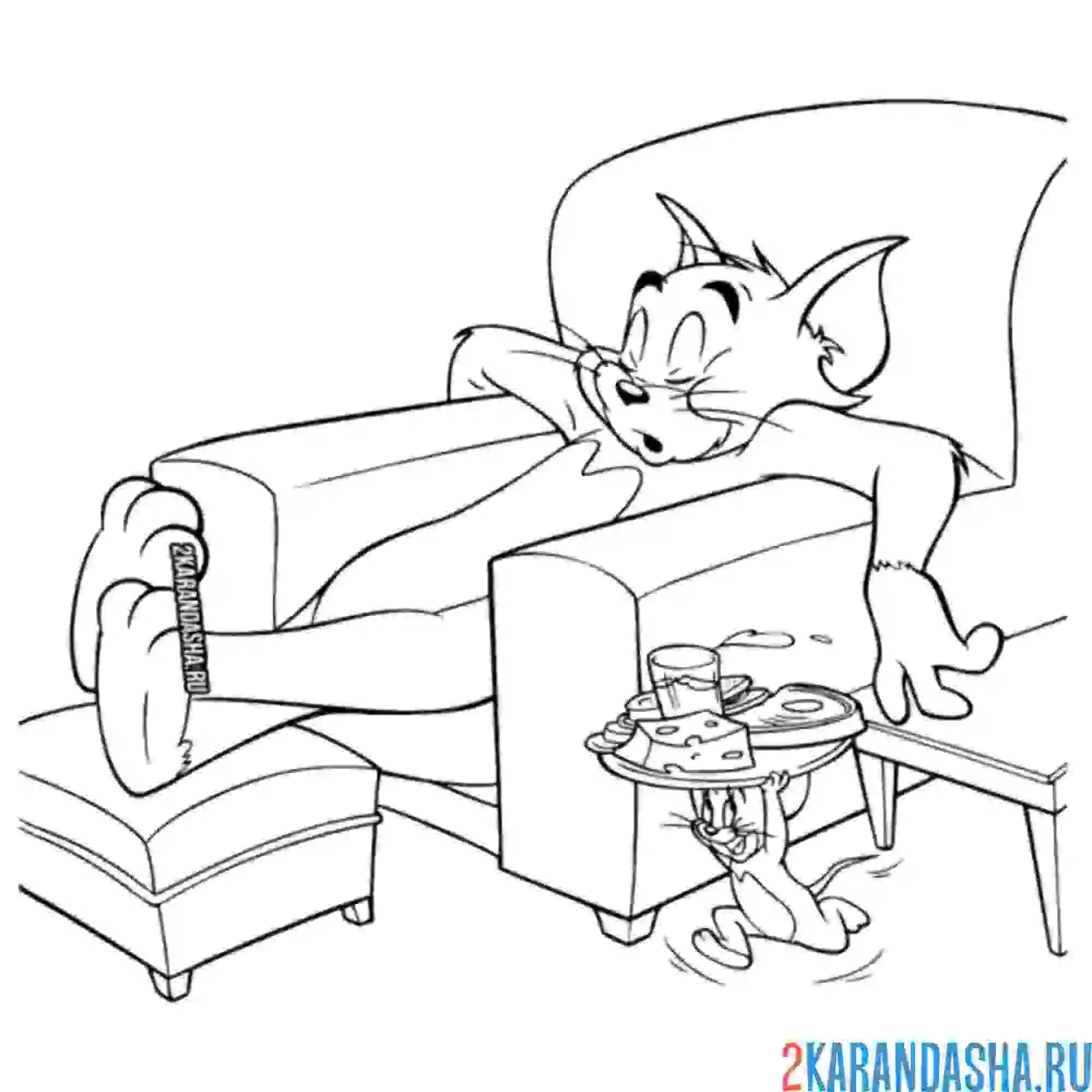 Раскраска том спит