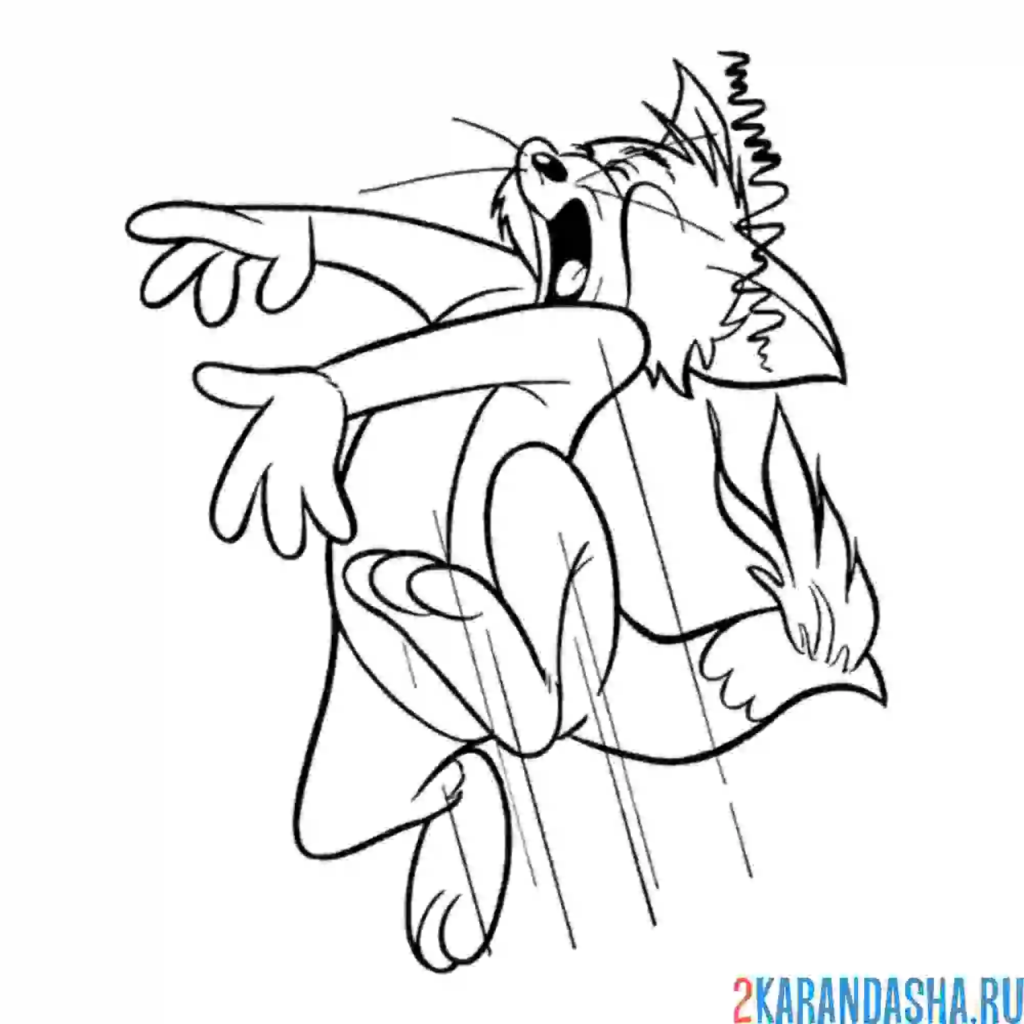 Раскраска тому подожгли хвост