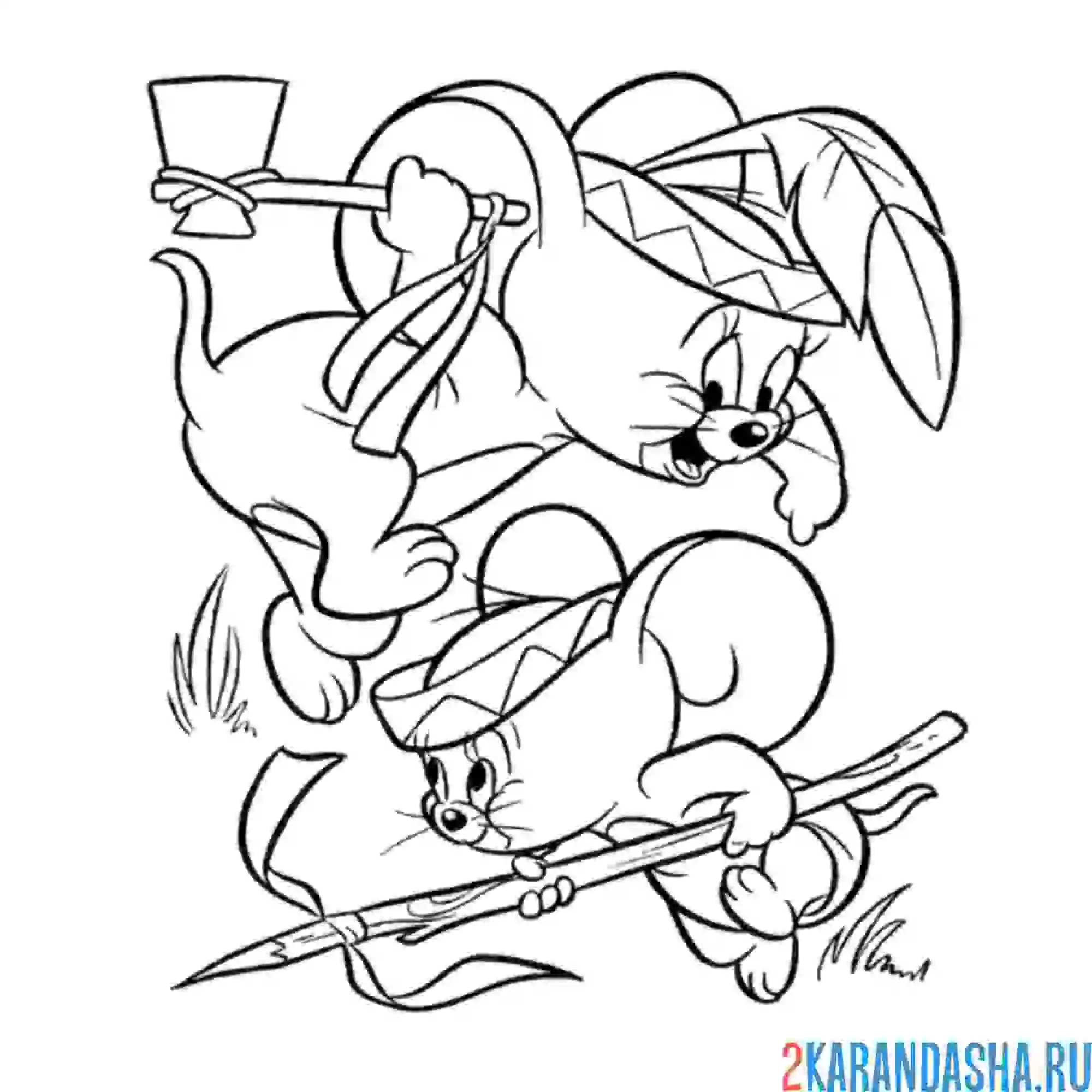 Раскраска джерри и таффи индейцы