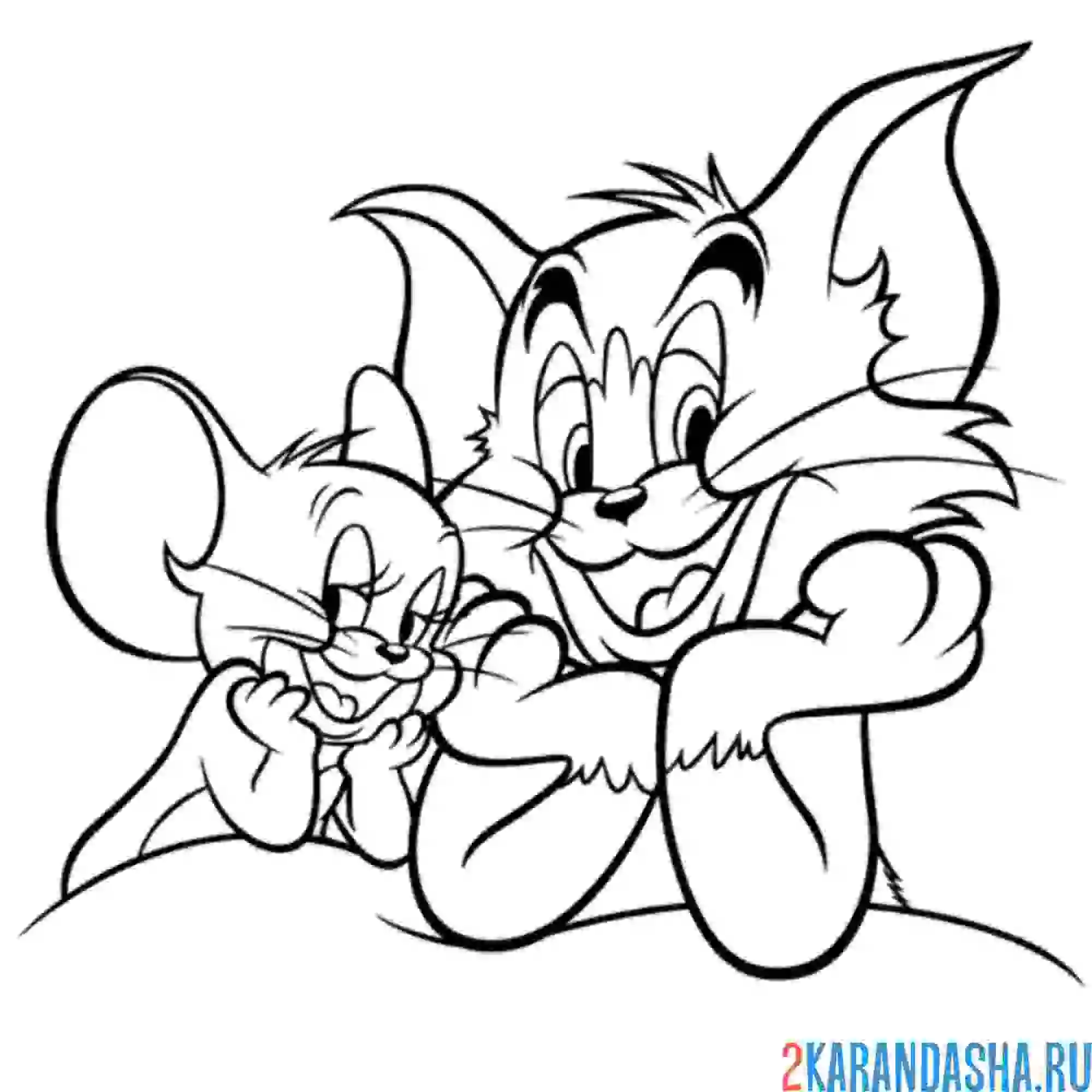 Раскраска том и джерри два друга