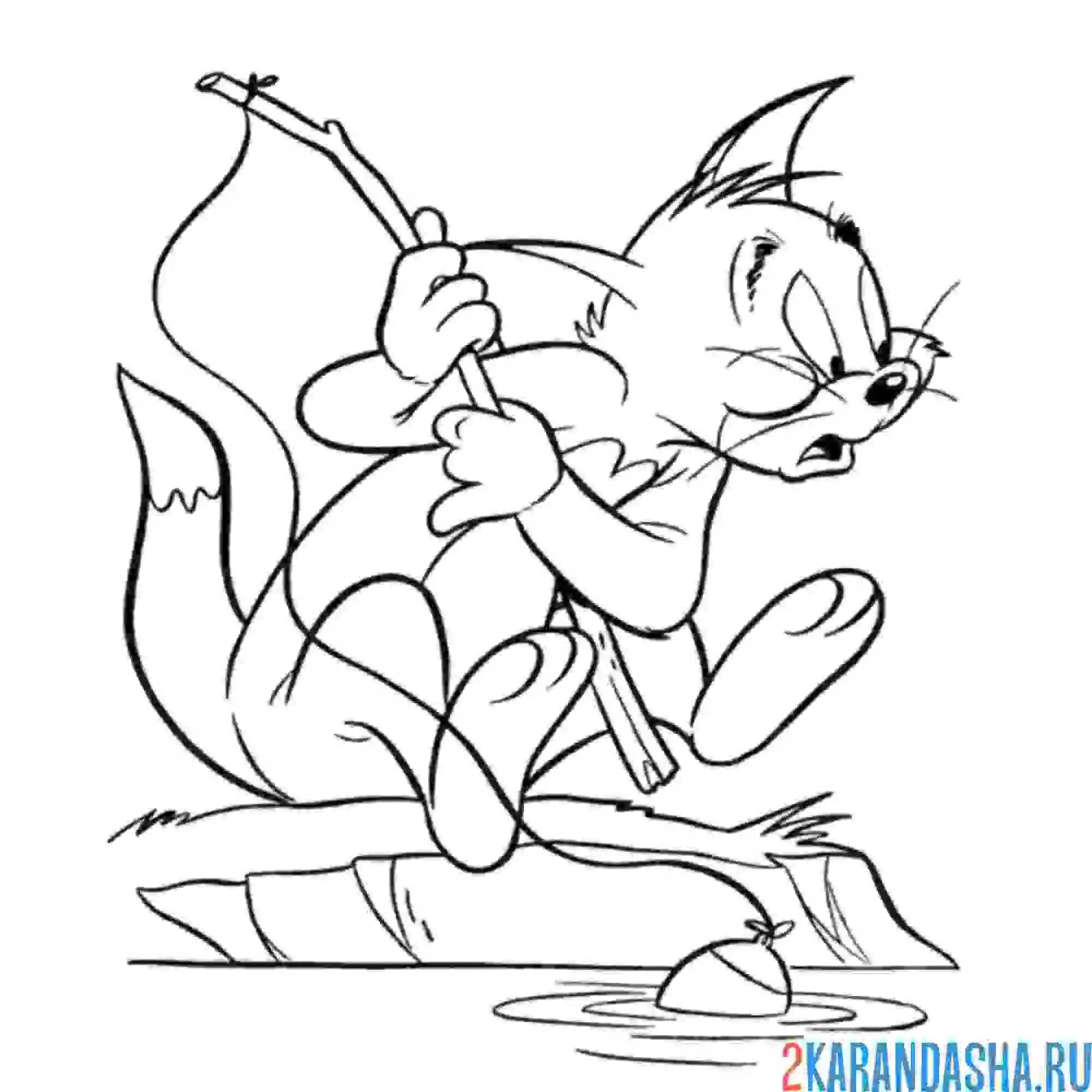 Раскраска том на рыбалке