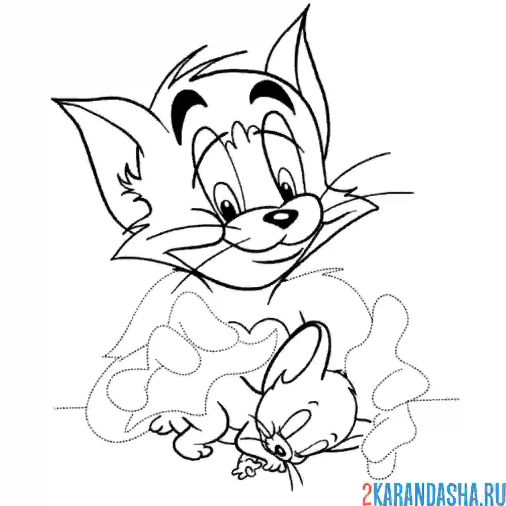 Раскраска том уложил джерри