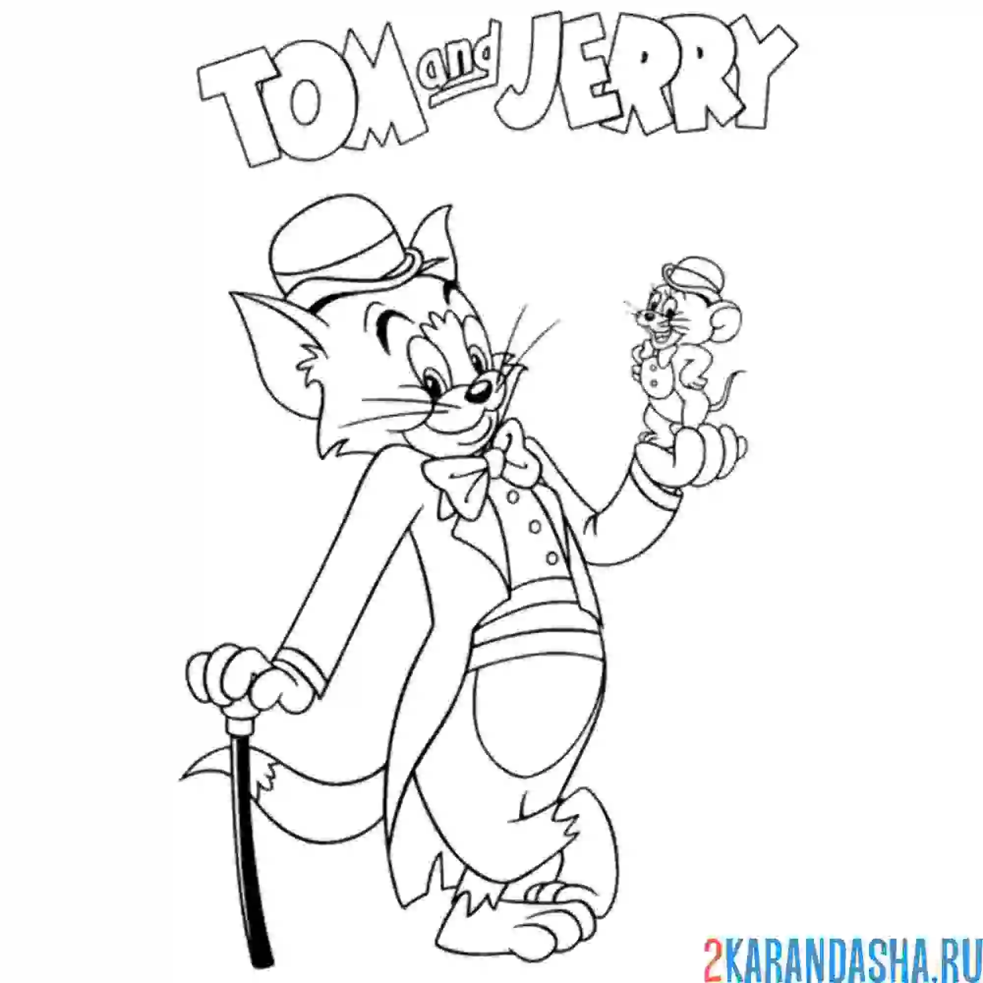 Раскраска деловой том и джерри