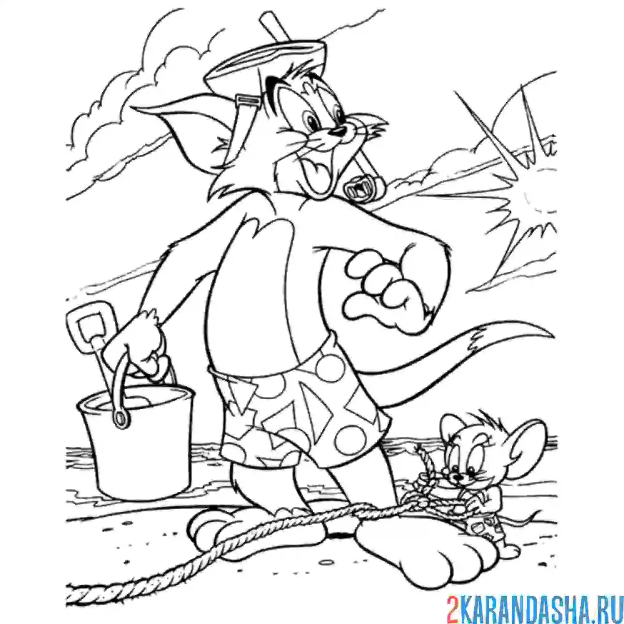 Раскраска том идет плавать