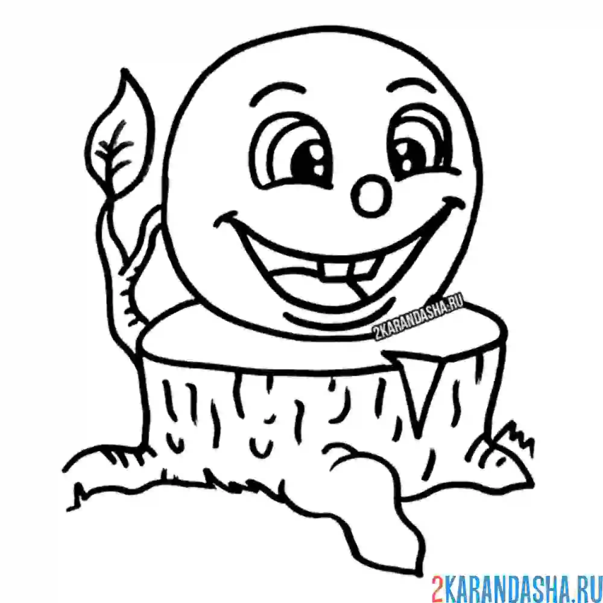 Раскраска колобок сел не пенек