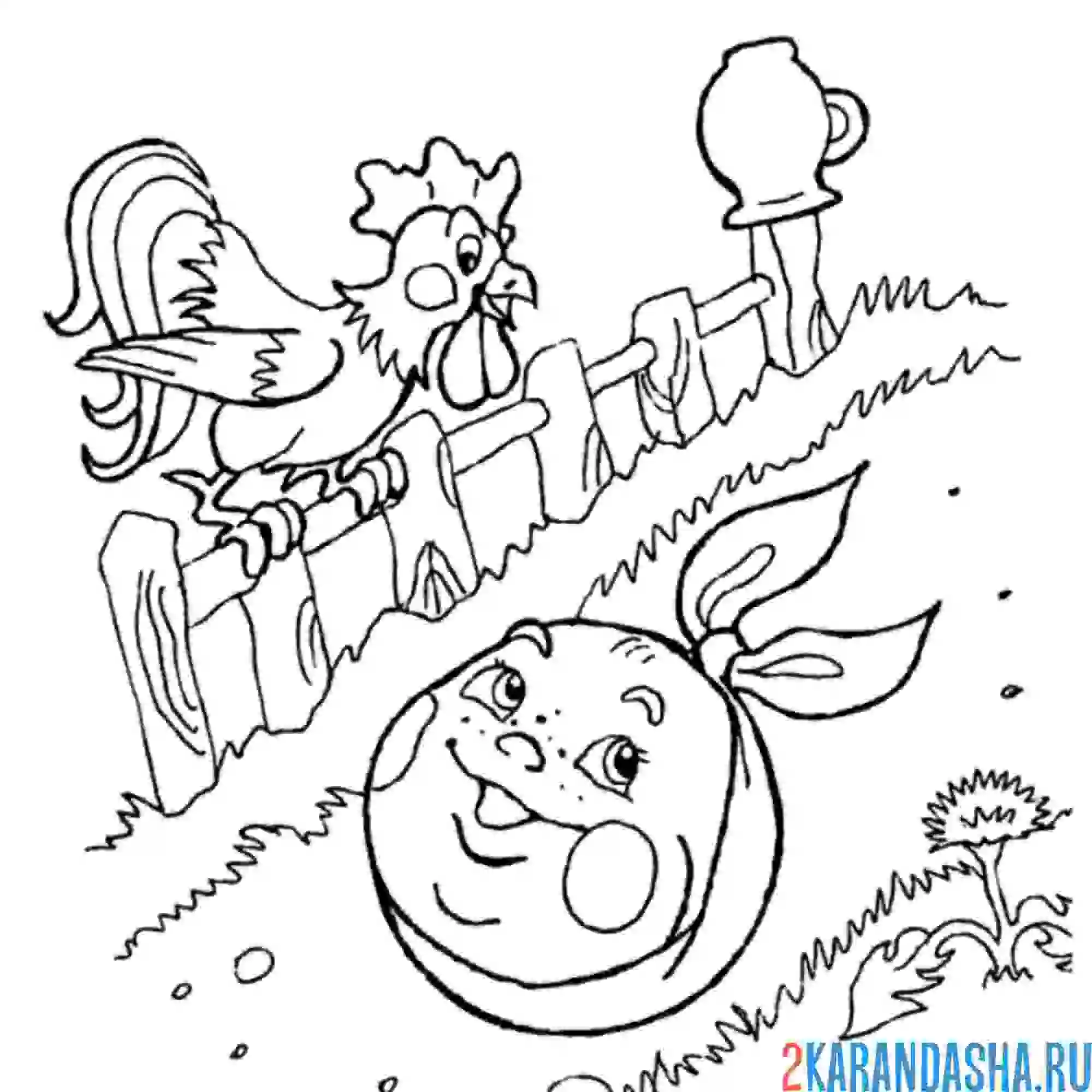 Раскраска колобок катится