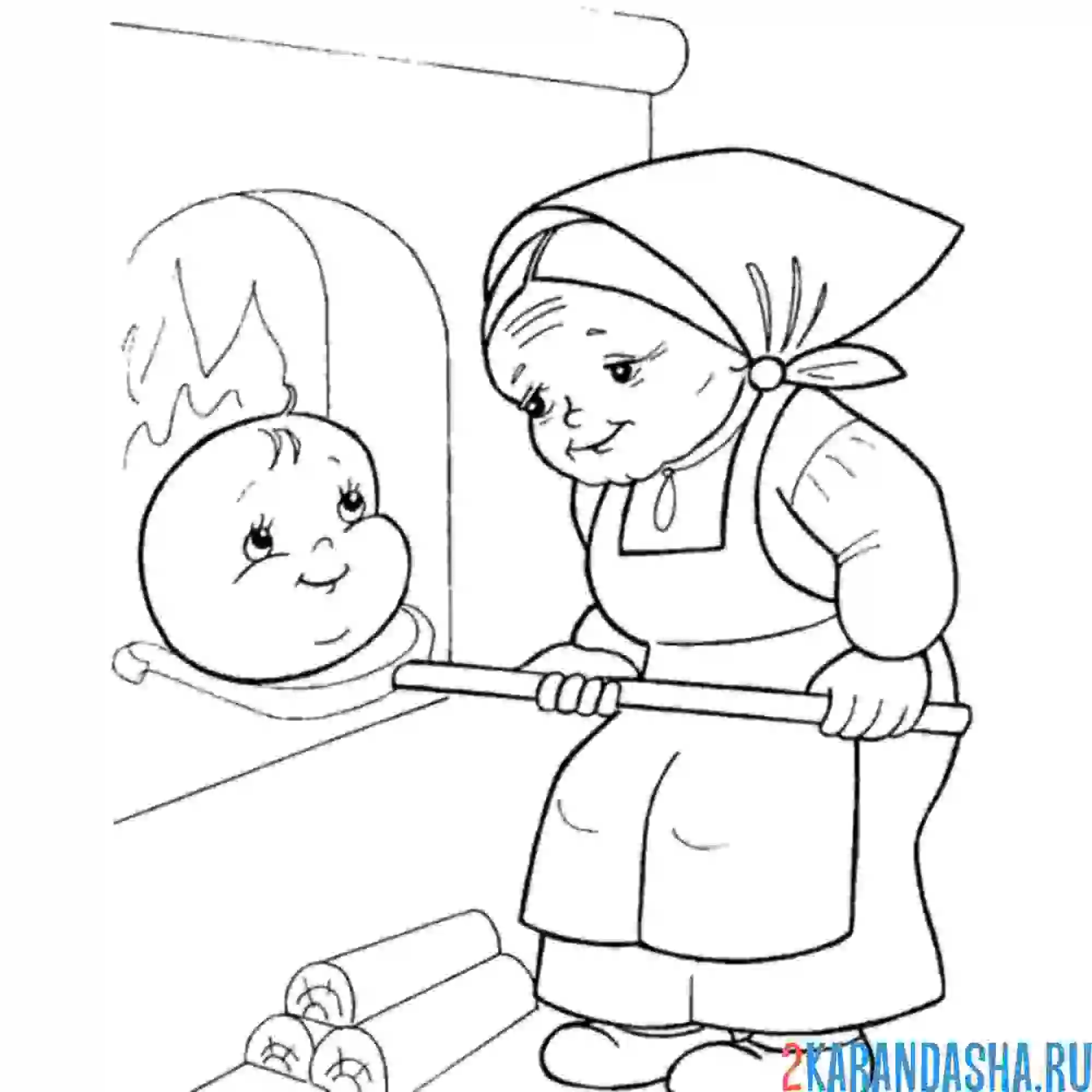 Раскраска колобка вынули из печи