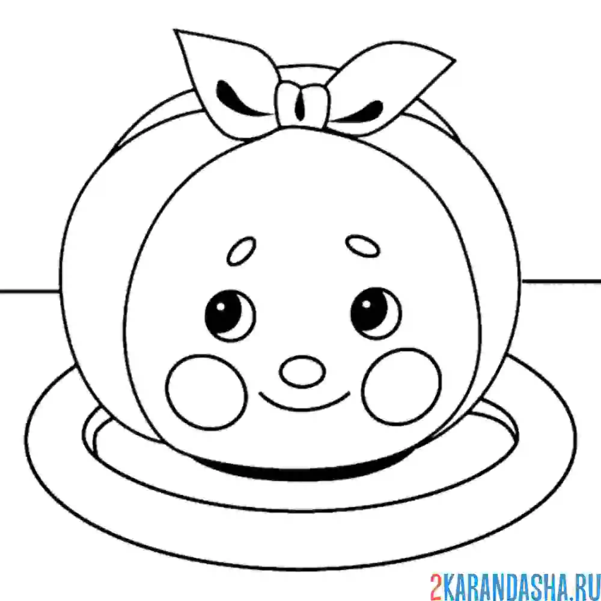 Раскраска колобок на тарелке