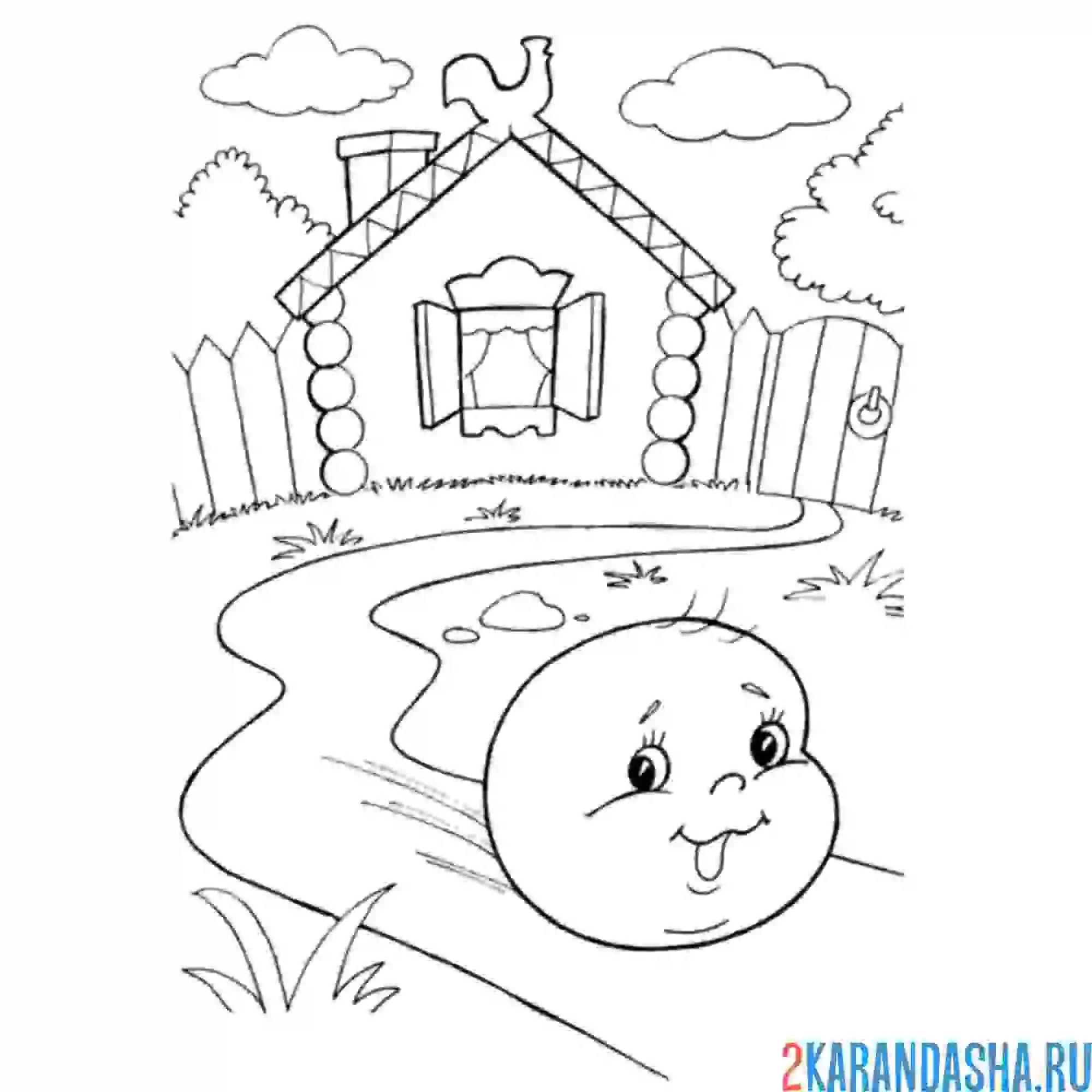 Раскраска колобок хочет сбежать