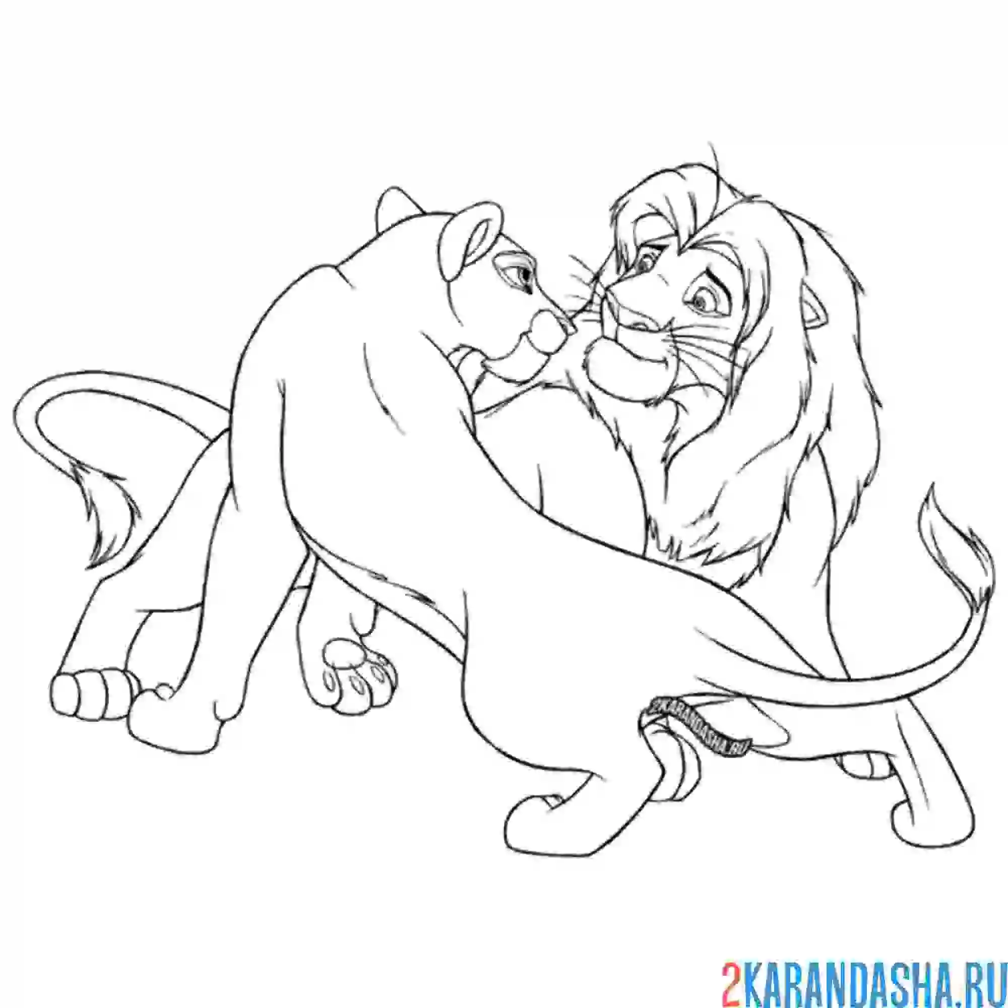 Раскраска король лев муфаса и сараби