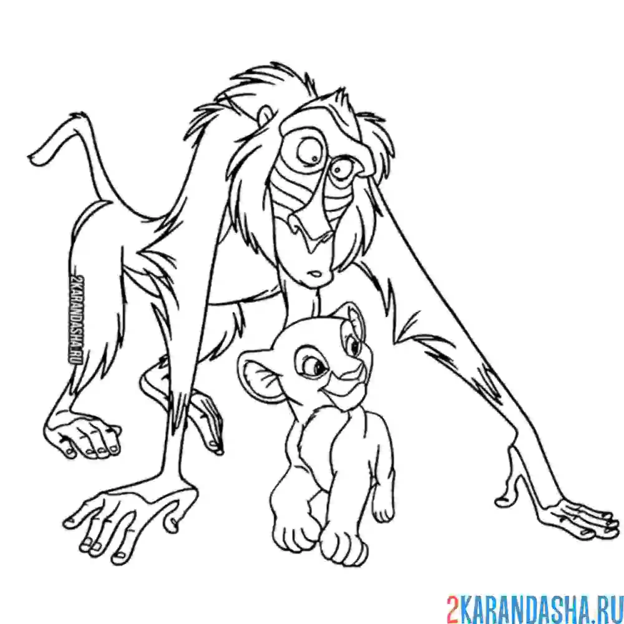 Раскраска симба и рафики