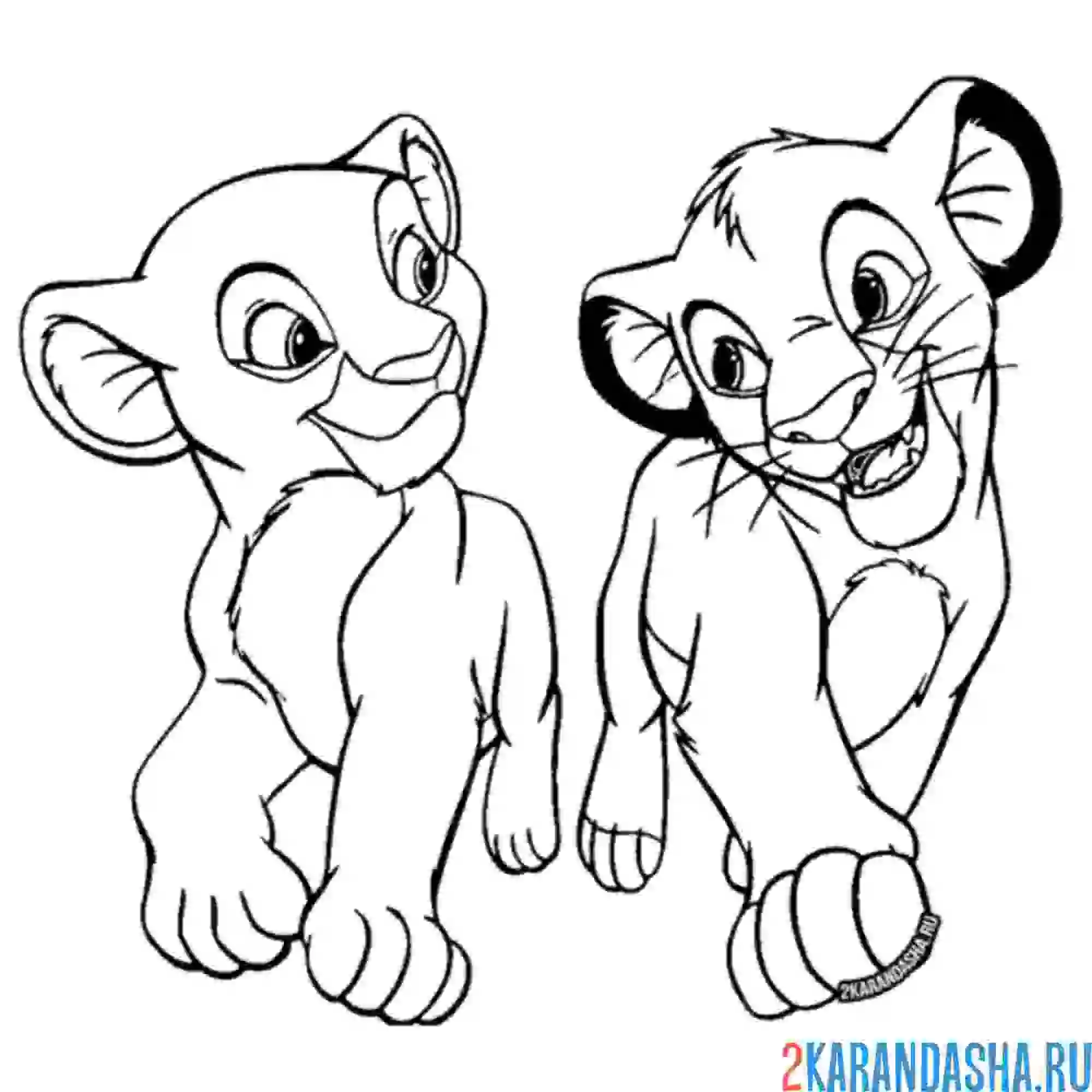 Раскраска симба и нала друзья