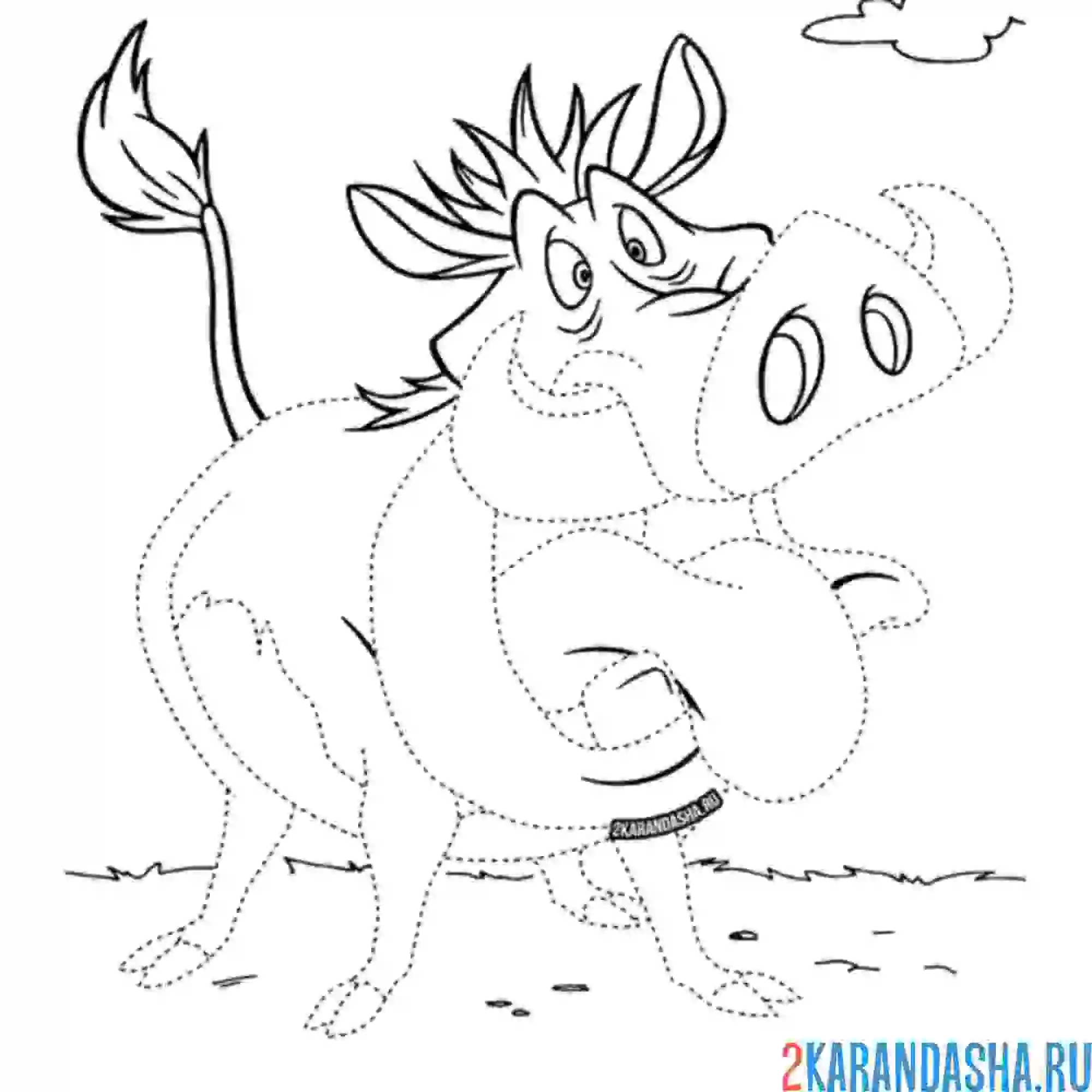 Раскраска пумба хочет есть