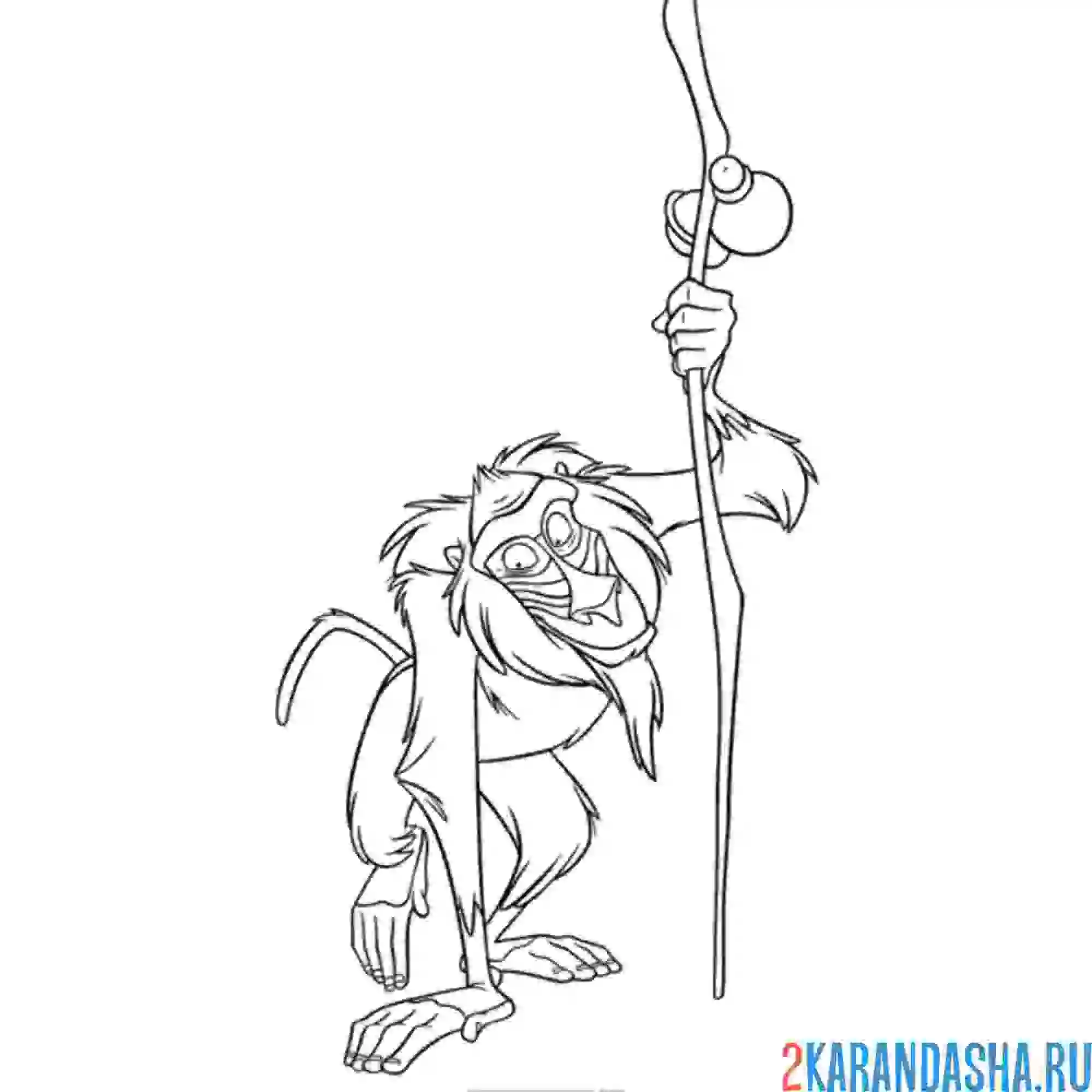 Раскраска рафики обезьяна