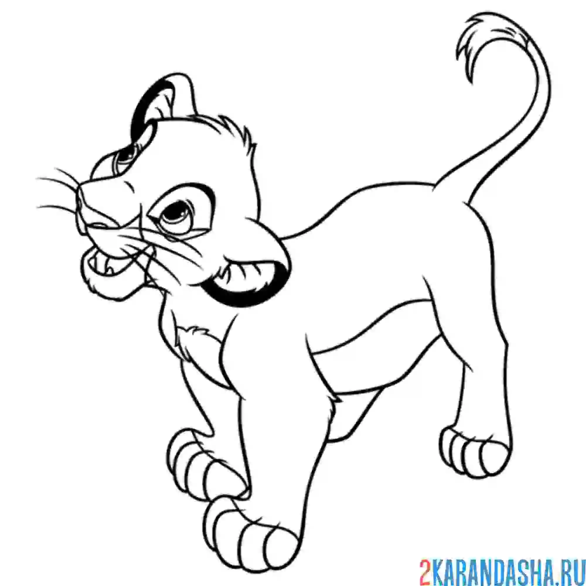Раскраска симба маленький львенок