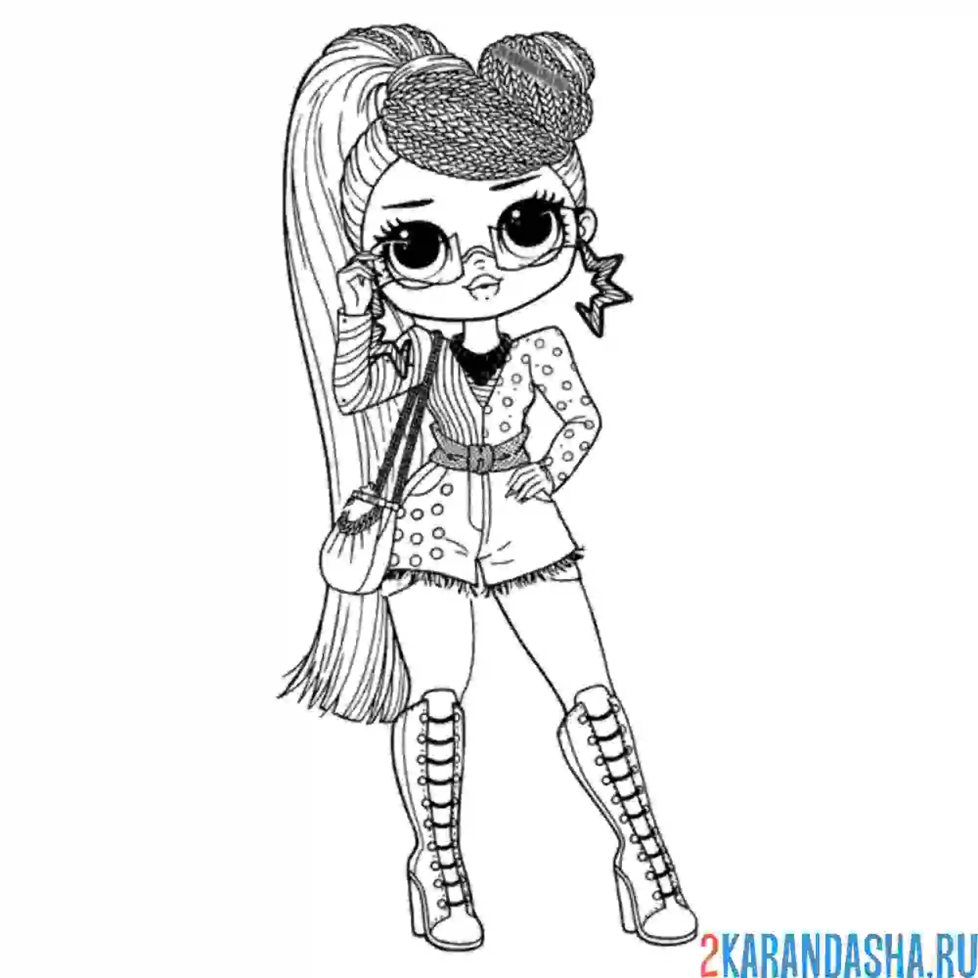 Раскраска лол omg в очках с сумкой