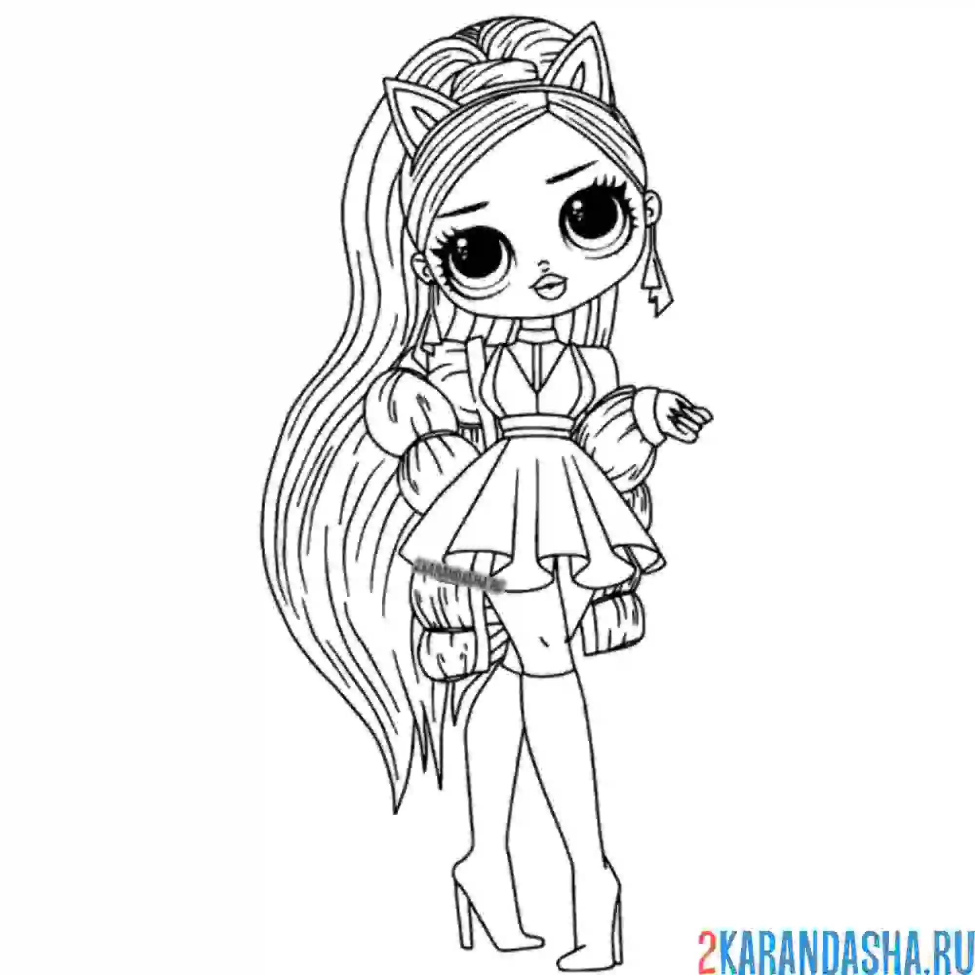 Раскраска лол omg в пышном платье