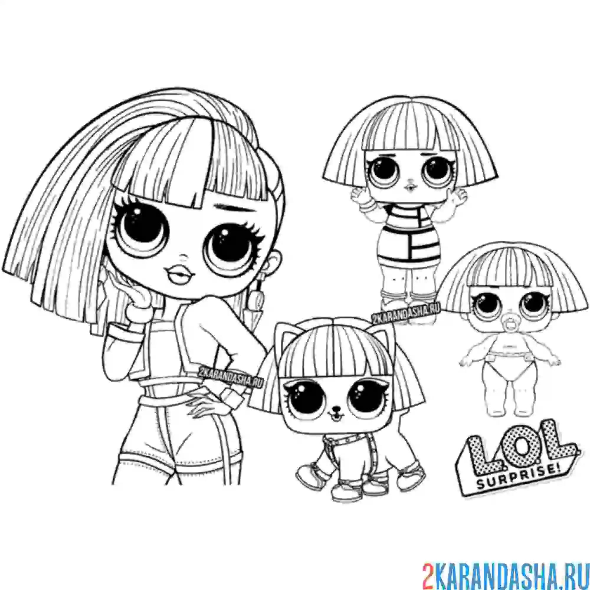 Раскраска лол omg сестрички, питомцы
