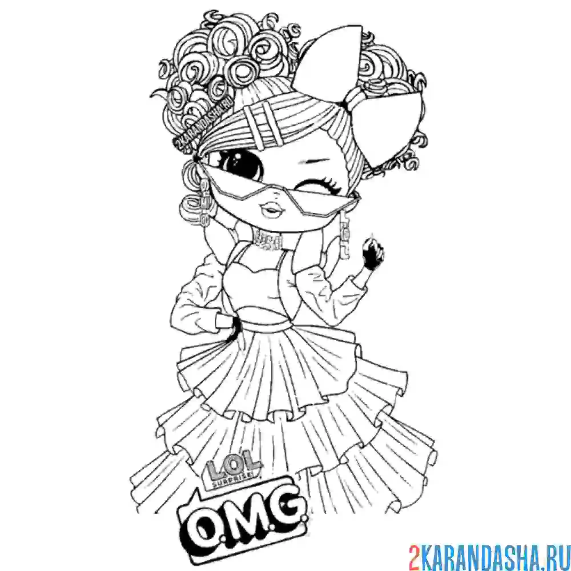 Раскраска лол omg девочка блестки
