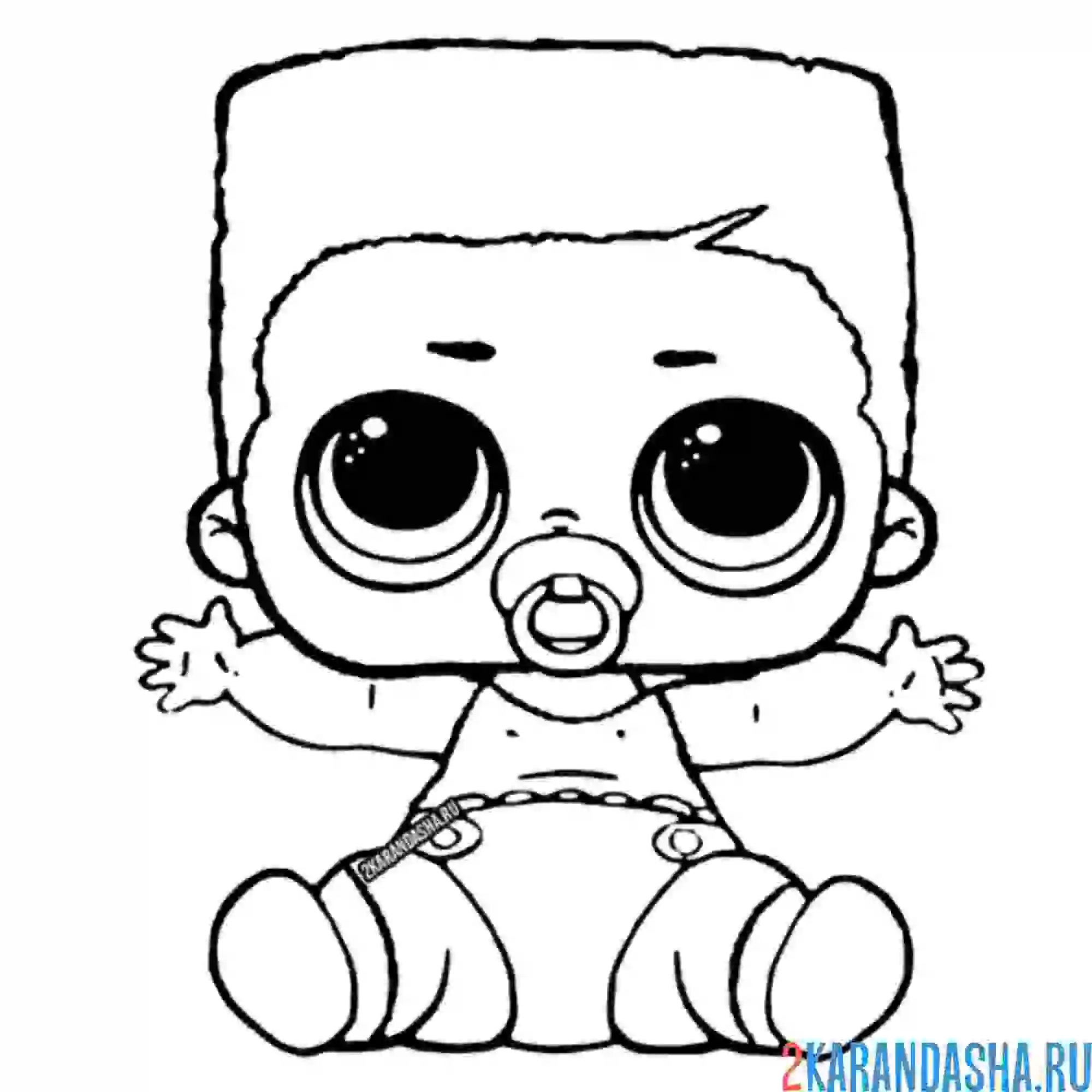 Раскраска лил мальчик с соской