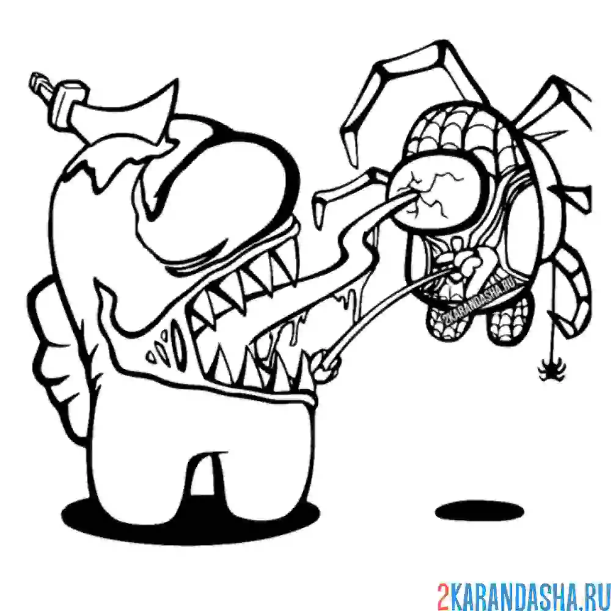 Раскраска веном и человек-паук амонг ас