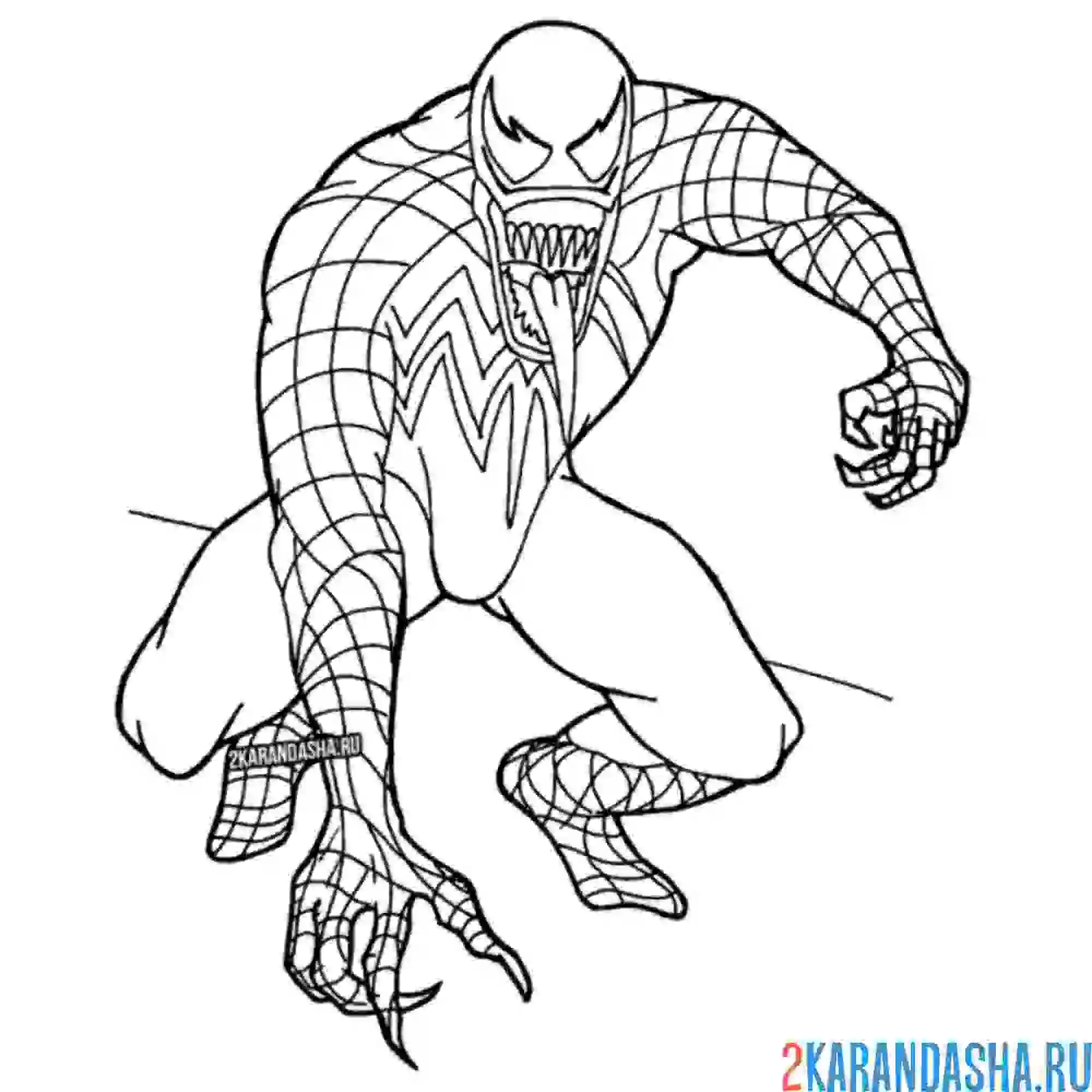 Раскраска веном хочет драки