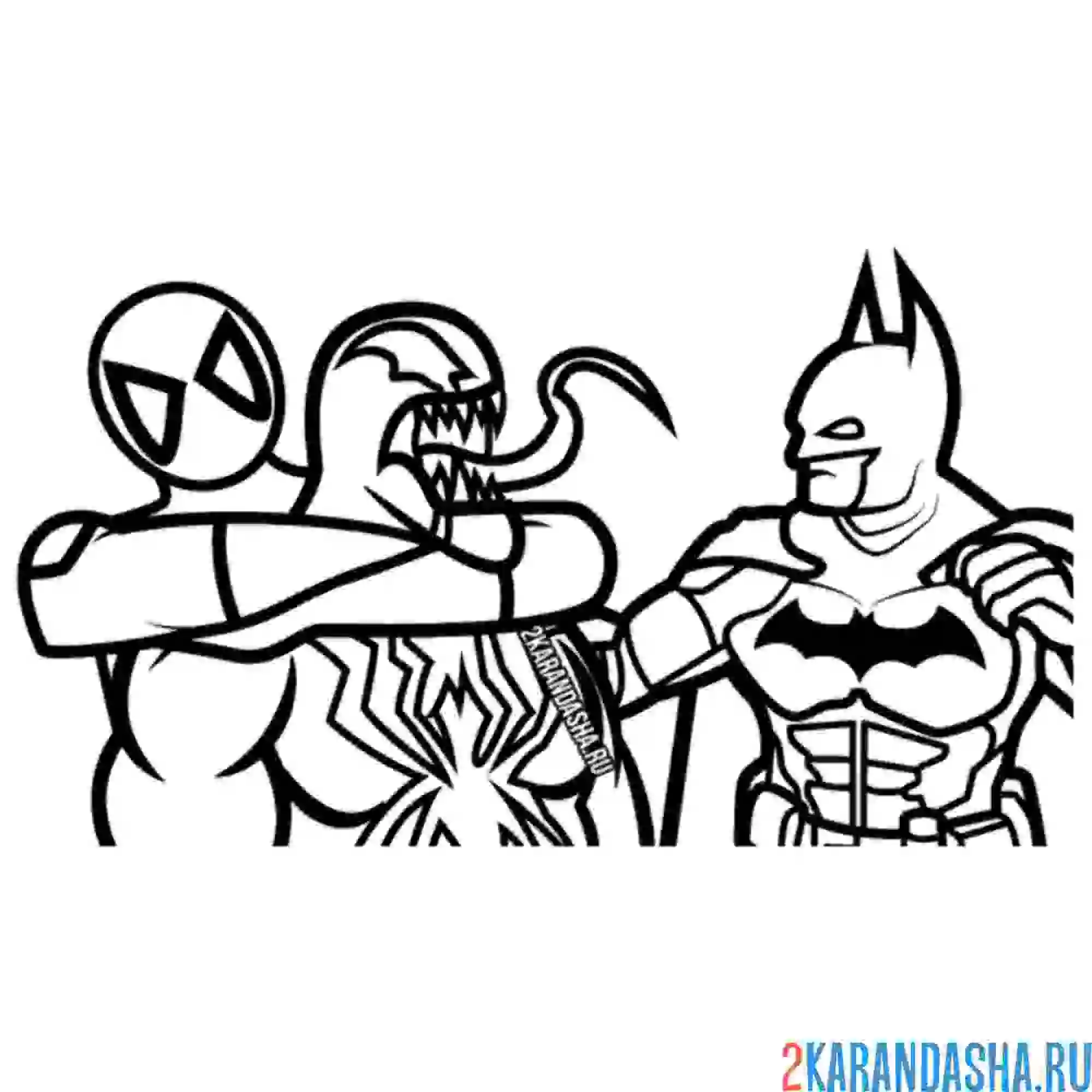 Раскраска веном и дэдпул