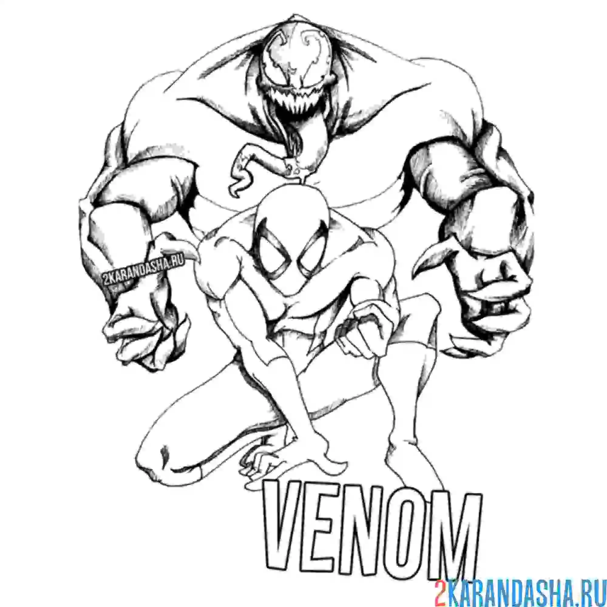 Раскраска веном за спиной человека-паука