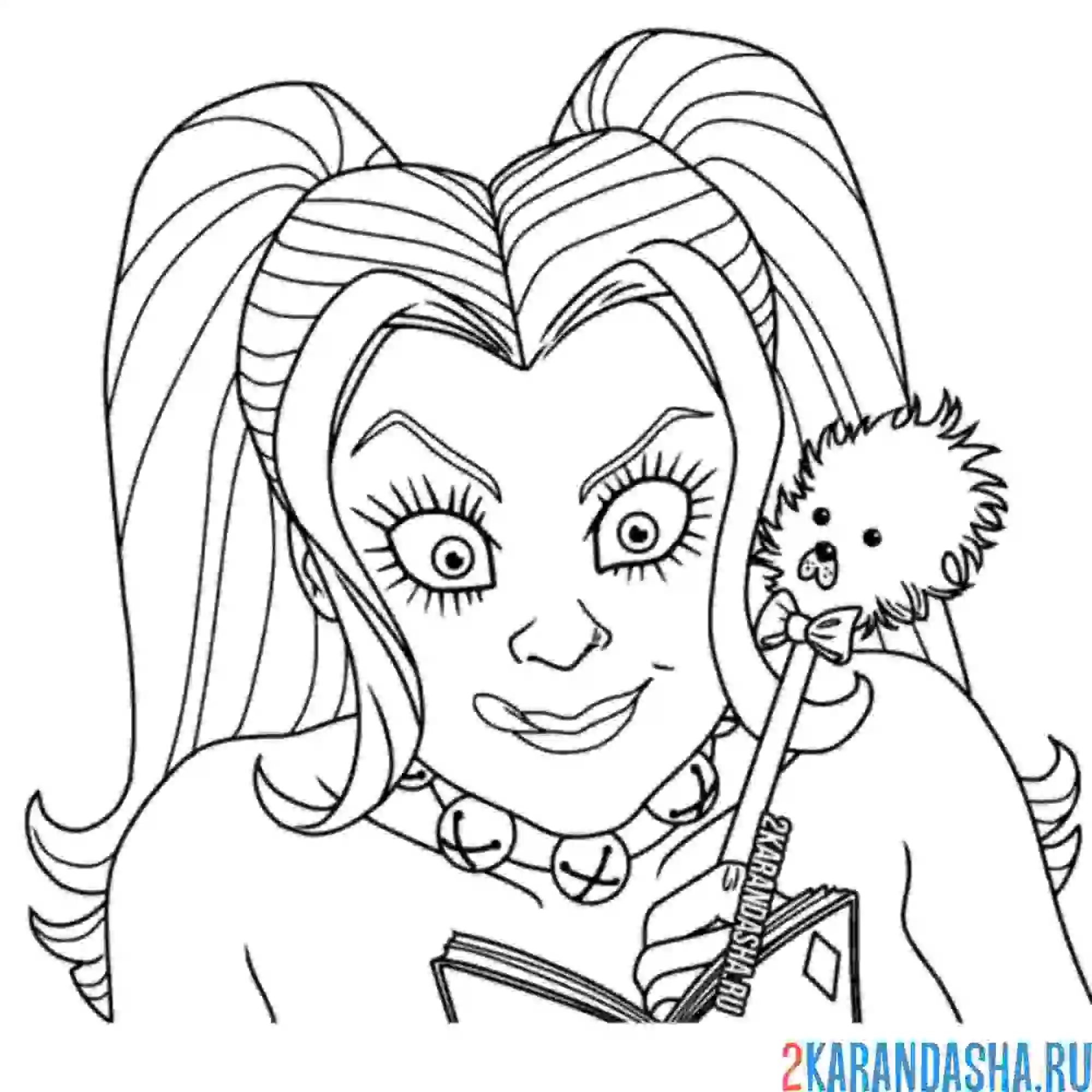 Раскраска харли квинн пишет