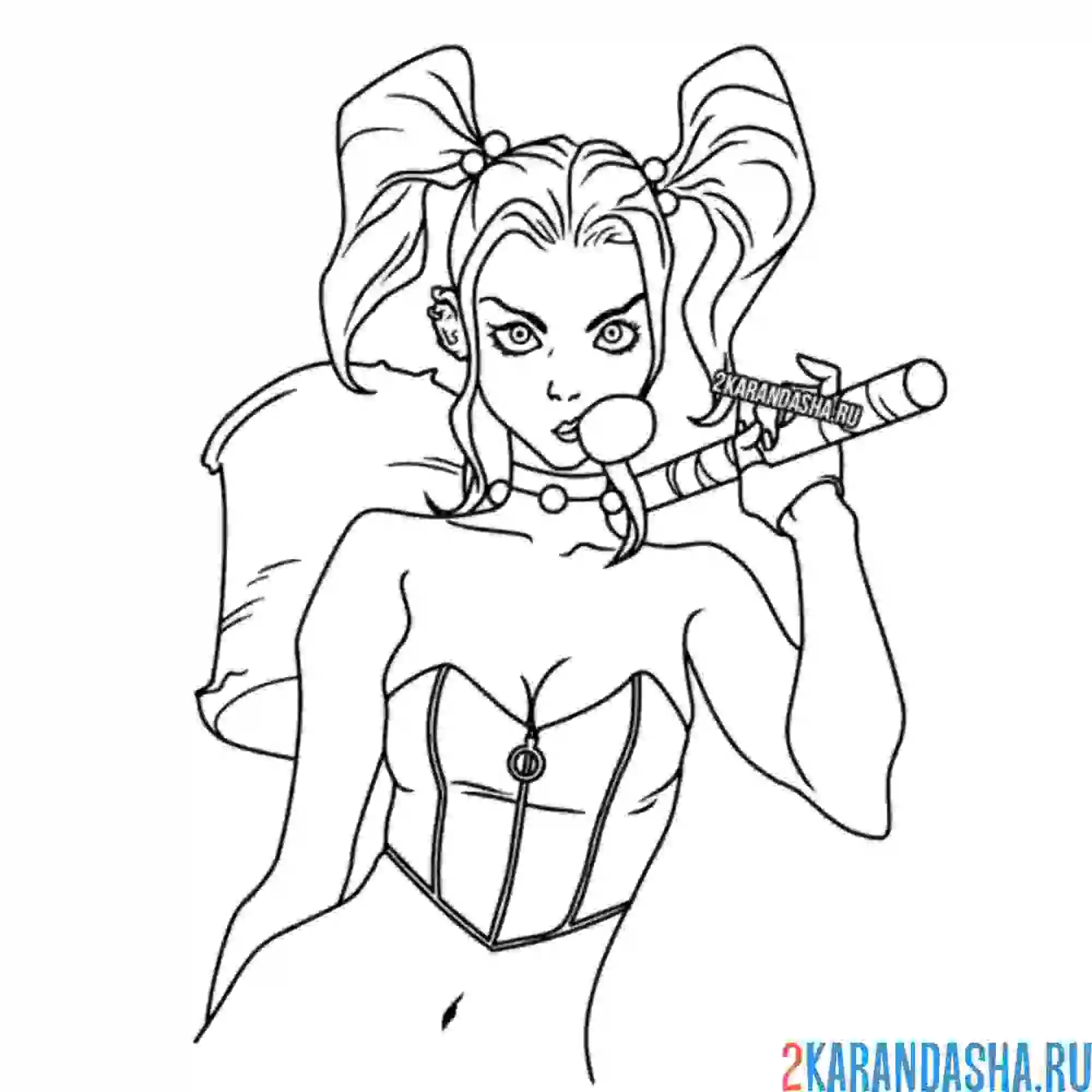 Раскраска харли квинн с кувалдой